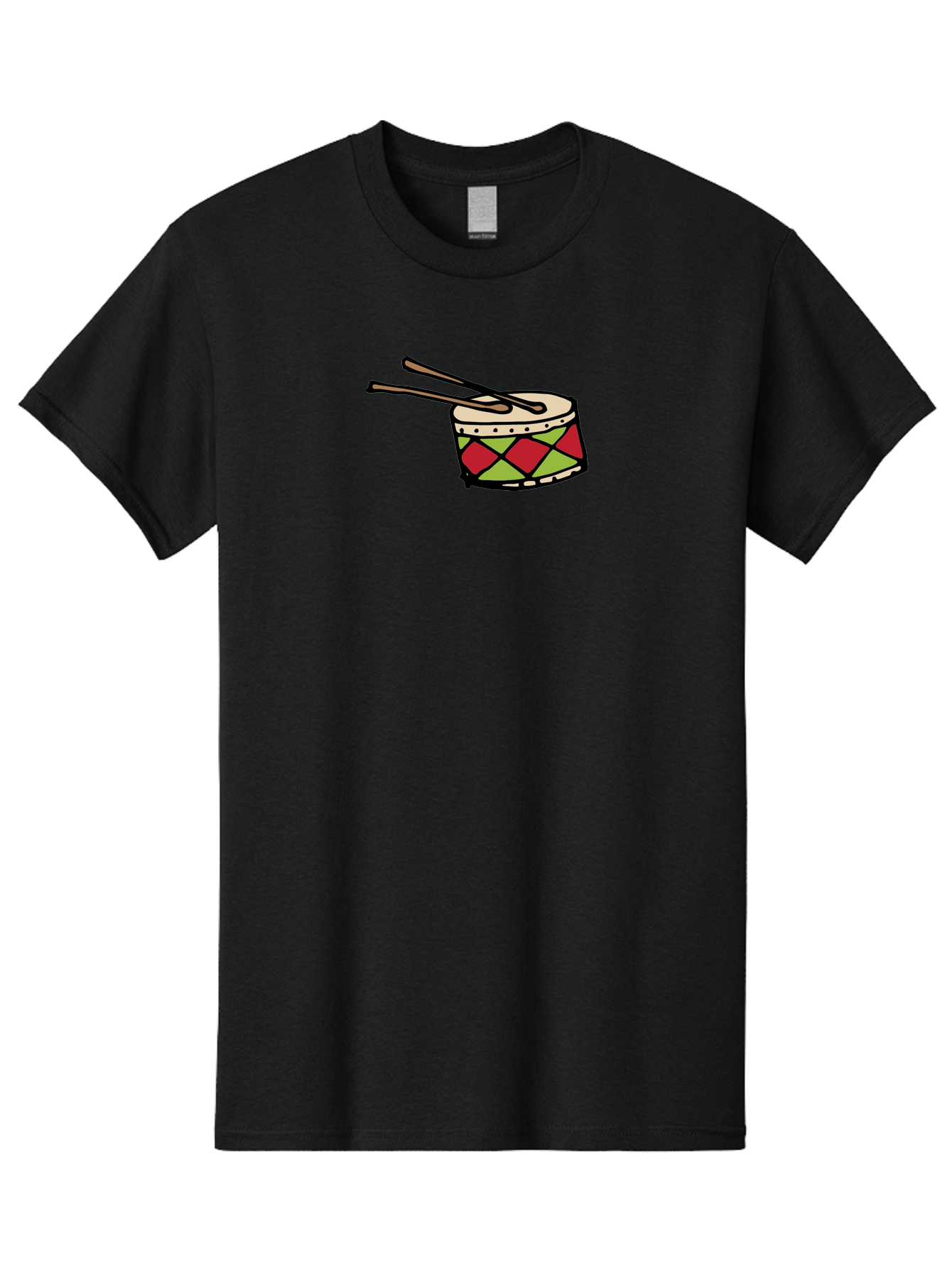 Drum-With-Drumsticks Men'S Graphic Tee, 100% Cotton, Comfortable Casual Summer Wear, Machine Washable, Drum With Drumsticks, Percussion Instrument, Music, Rhythm, Red And Green Design, Drumming, Musical Instrument - Aaa865 1
