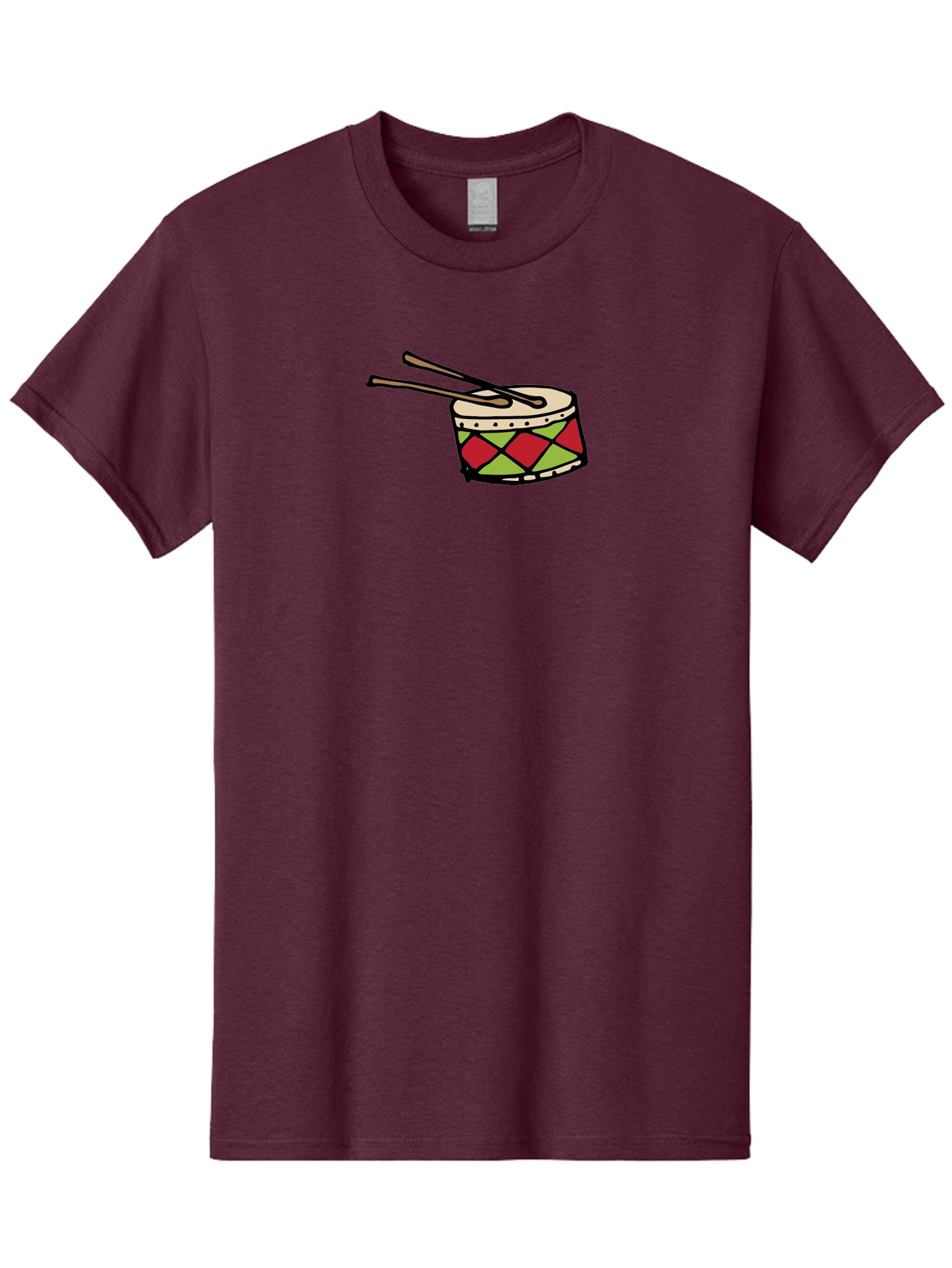 Drum-With-Drumsticks Men'S Graphic Tee, 100% Cotton, Comfortable Casual Summer Wear, Machine Washable, Drum With Drumsticks, Percussion Instrument, Music, Rhythm, Red And Green Design, Drumming, Musical Instrument - Aaa865 13