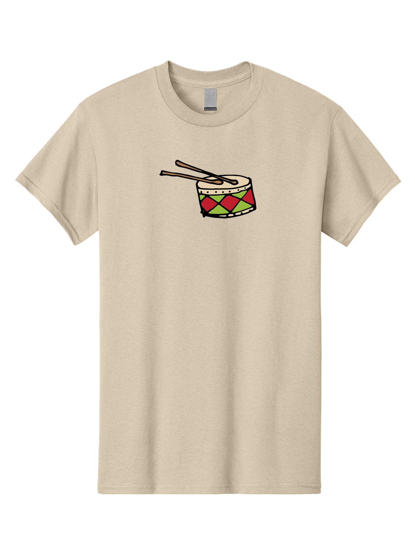 Drum-With-Drumsticks Men'S Graphic Tee, 100% Cotton, Comfortable Casual Summer Wear, Machine Washable, Drum With Drumsticks, Percussion Instrument, Music, Rhythm, Red And Green Design, Drumming, Musical Instrument - Aaa865 27