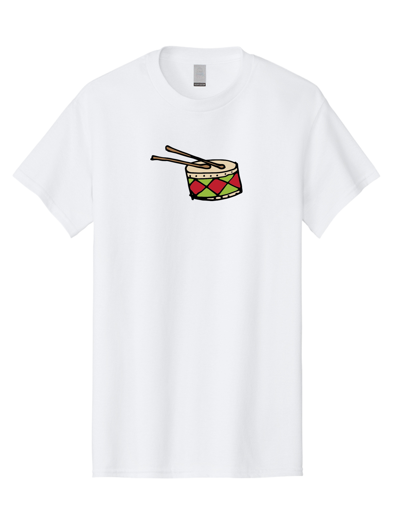 Drum-With-Drumsticks Men'S Graphic Tee, 100% Cotton, Comfortable Casual Summer Wear, Machine Washable, Drum With Drumsticks, Percussion Instrument, Music, Rhythm, Red And Green Design, Drumming, Musical Instrument - Aaa865 29