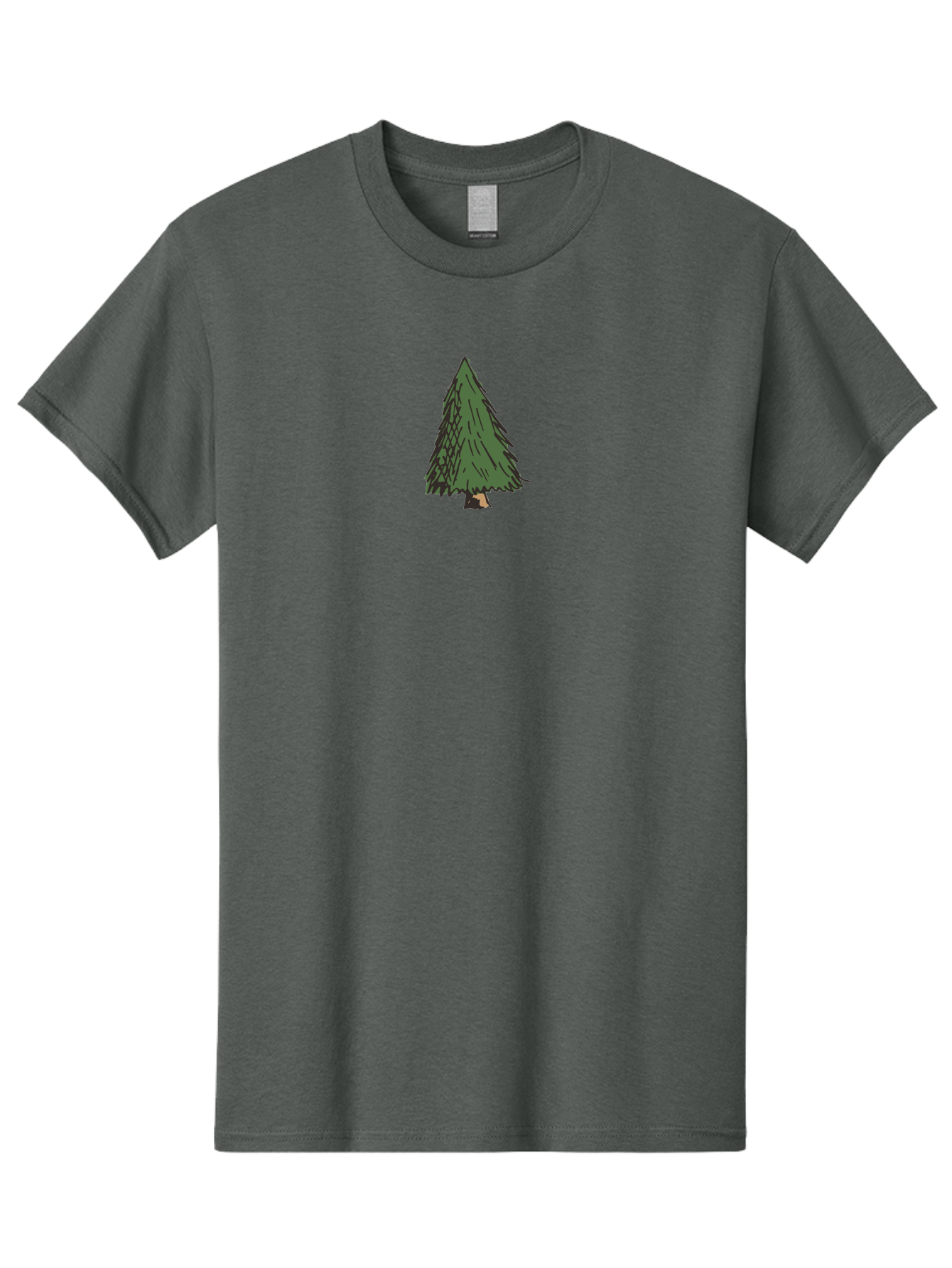 Evergreen-Tree Men'S Graphic Tee, 100% Cotton, Comfortable Casual Summer Wear, Machine Washable, Evergreen Tree, Simple Illustration, Cartoon Style, Conical Shape, Dark Green Foliage, Brown Trunk, Minimalist Design, Digital Art, - Aaa870 3