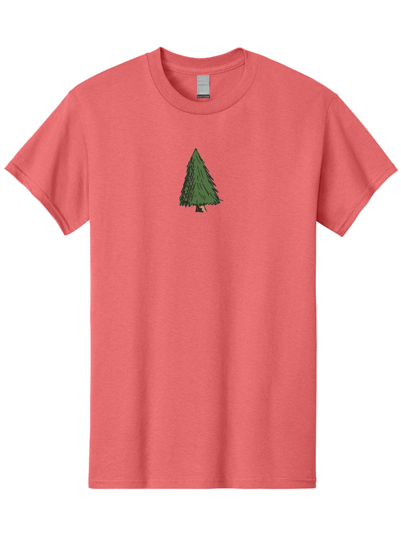 Evergreen-Tree Men'S Graphic Tee, 100% Cotton, Comfortable Casual Summer Wear, Machine Washable, Evergreen Tree, Simple Illustration, Cartoon Style, Conical Shape, Dark Green Foliage, Brown Trunk, Minimalist Design, Digital Art, - Aaa870 5