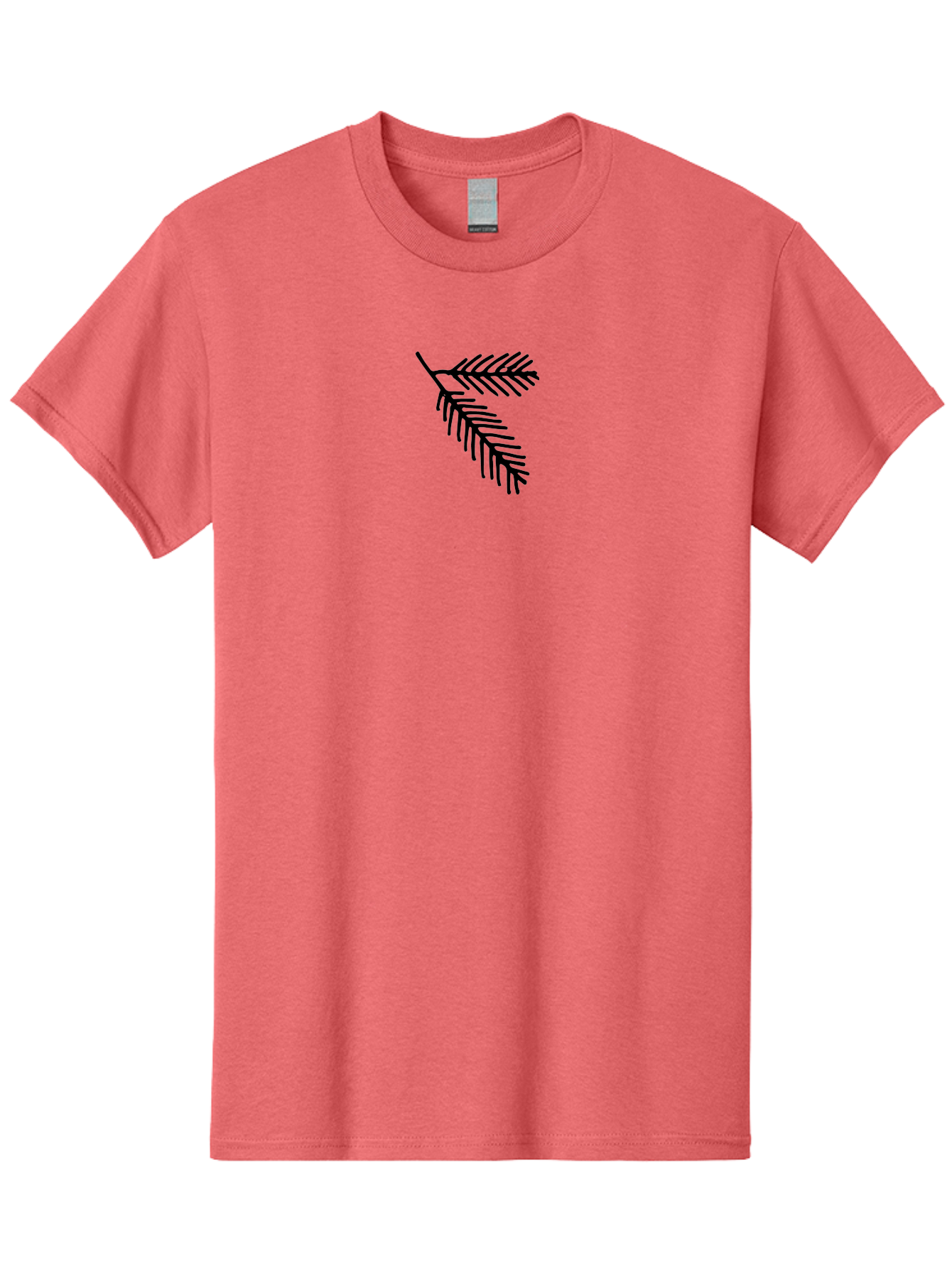 Fir-Branch Men'S Graphic Tee, 100% Cotton, Comfortable Casual Summer Wear, Machine Washable, Pine Branch Illustration, Black Silhouette, Simple Design, Minimalist Art, Nature-Inspired Graphics, Evergreen Branch, Digital Art - Aaa878 5