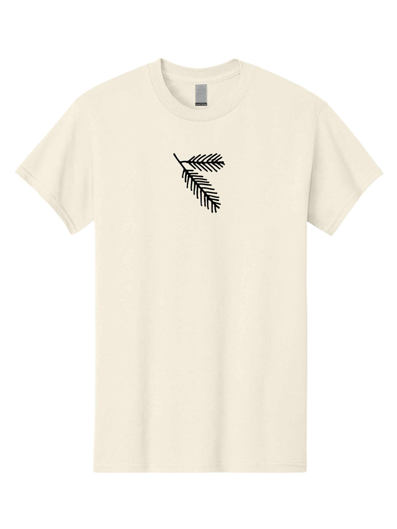 Fir-Branch Men'S Graphic Tee, 100% Cotton, Comfortable Casual Summer Wear, Machine Washable, Pine Branch Illustration, Black Silhouette, Simple Design, Minimalist Art, Nature-Inspired Graphics, Evergreen Branch, Digital Art - Aaa878 17