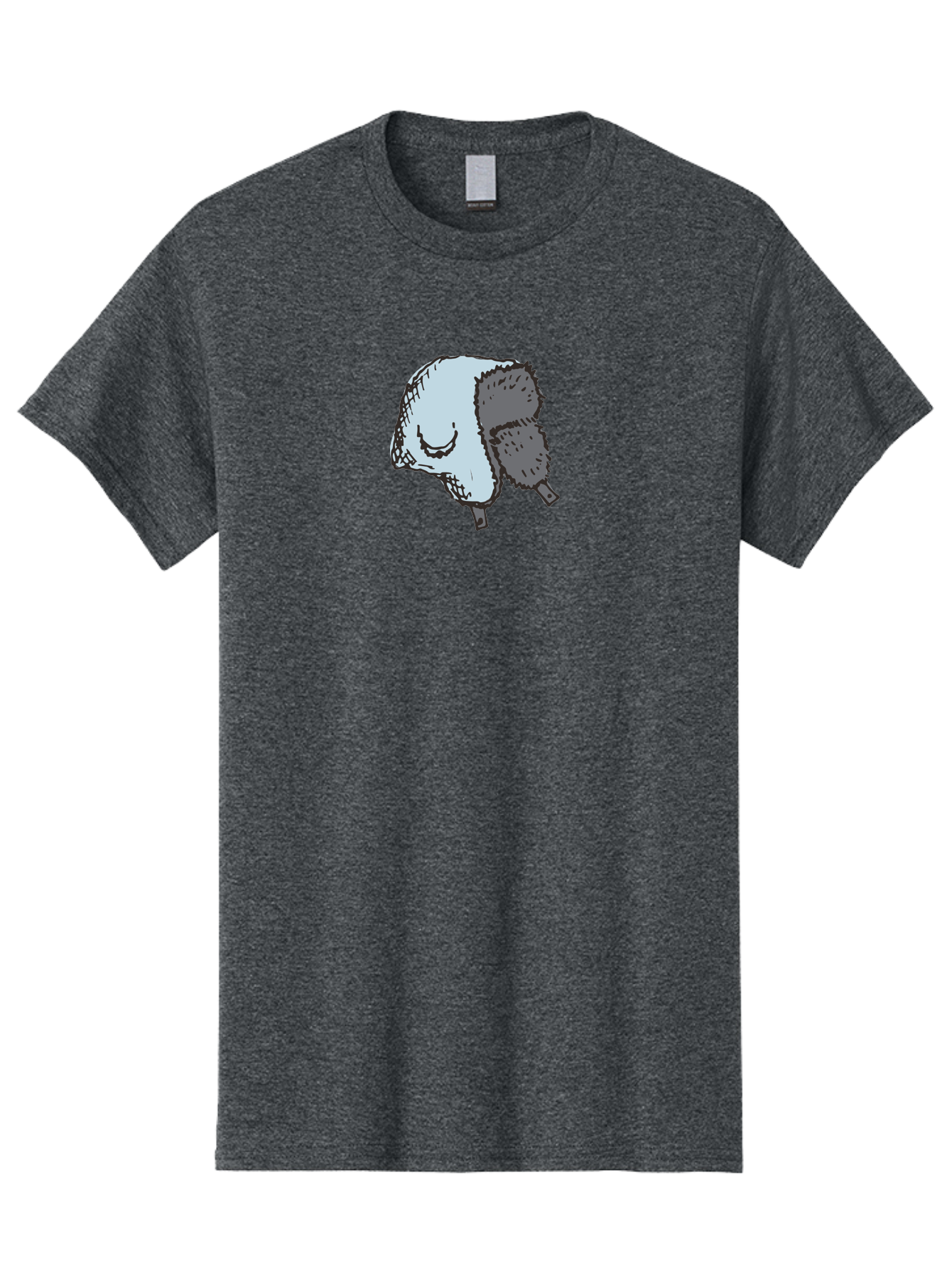 Fleece-Headband Men'S Graphic Tee, 100% Cotton, Comfortable Casual Summer Wear, Machine Washable, Cartoon Shearwater, Seabird Illustration, Simple Artwork, Grey Bird, Cute Smile, Avian Species, Marine Life, Bird Watching, Wildlife, - Aaa884 3