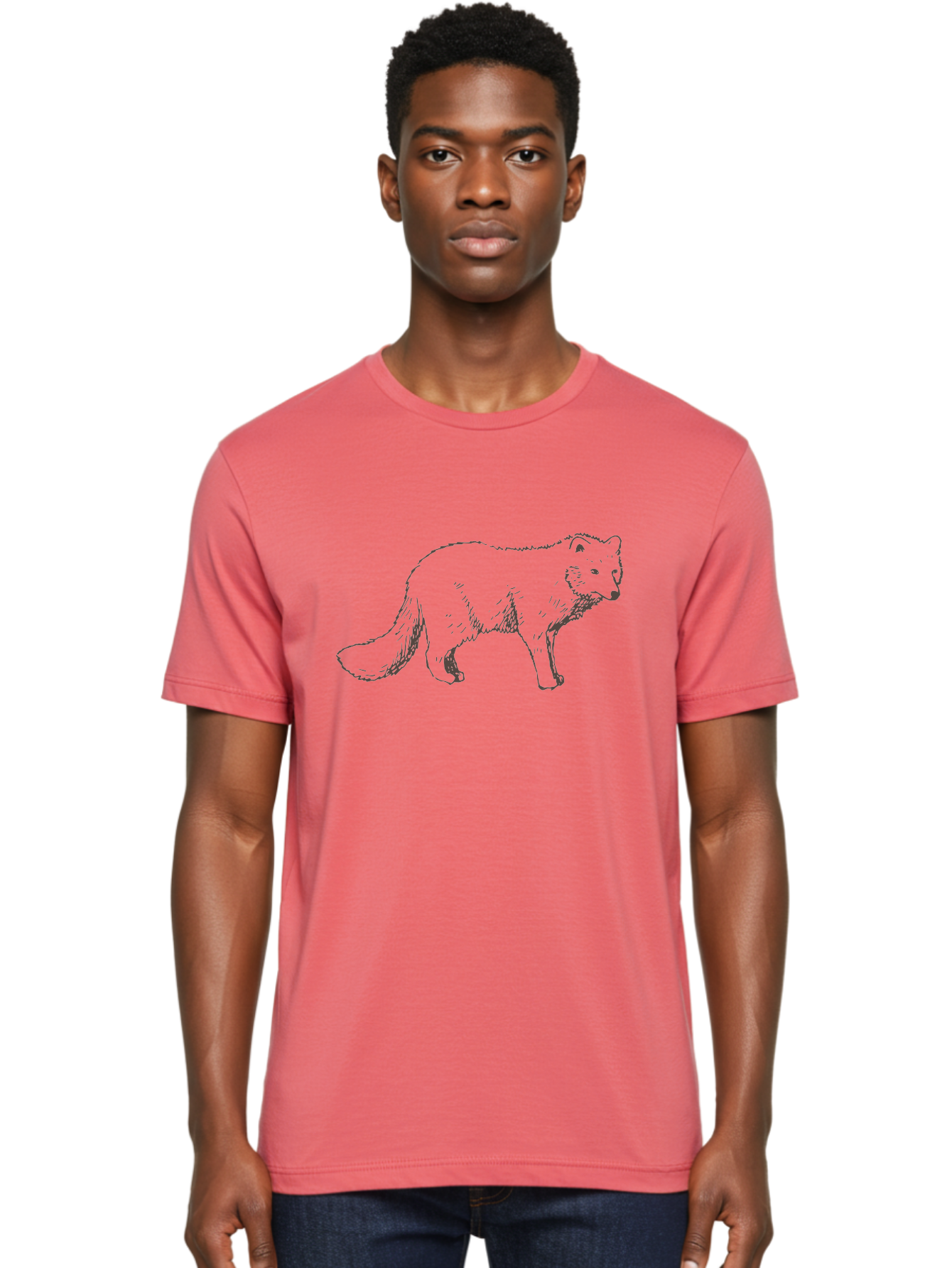 Fox Men'S Graphic Tee, 100% Cotton, Comfortable Casual Summer Wear, Machine Washable, Hand-Drawn Fox, Wildlife Illustration, Animal Art, Sketch Of A Fox, Furry Creature, Wild Animal, Cute Fox, Cartoon Style - Aaa885 6