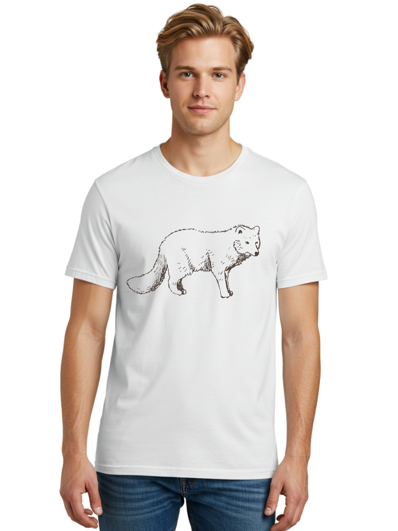 Fox Men'S Graphic Tee, 100% Cotton, Comfortable Casual Summer Wear, Machine Washable, Hand-Drawn Fox, Wildlife Illustration, Animal Art, Sketch Of A Fox, Furry Creature, Wild Animal, Cute Fox, Cartoon Style - Aaa885 30