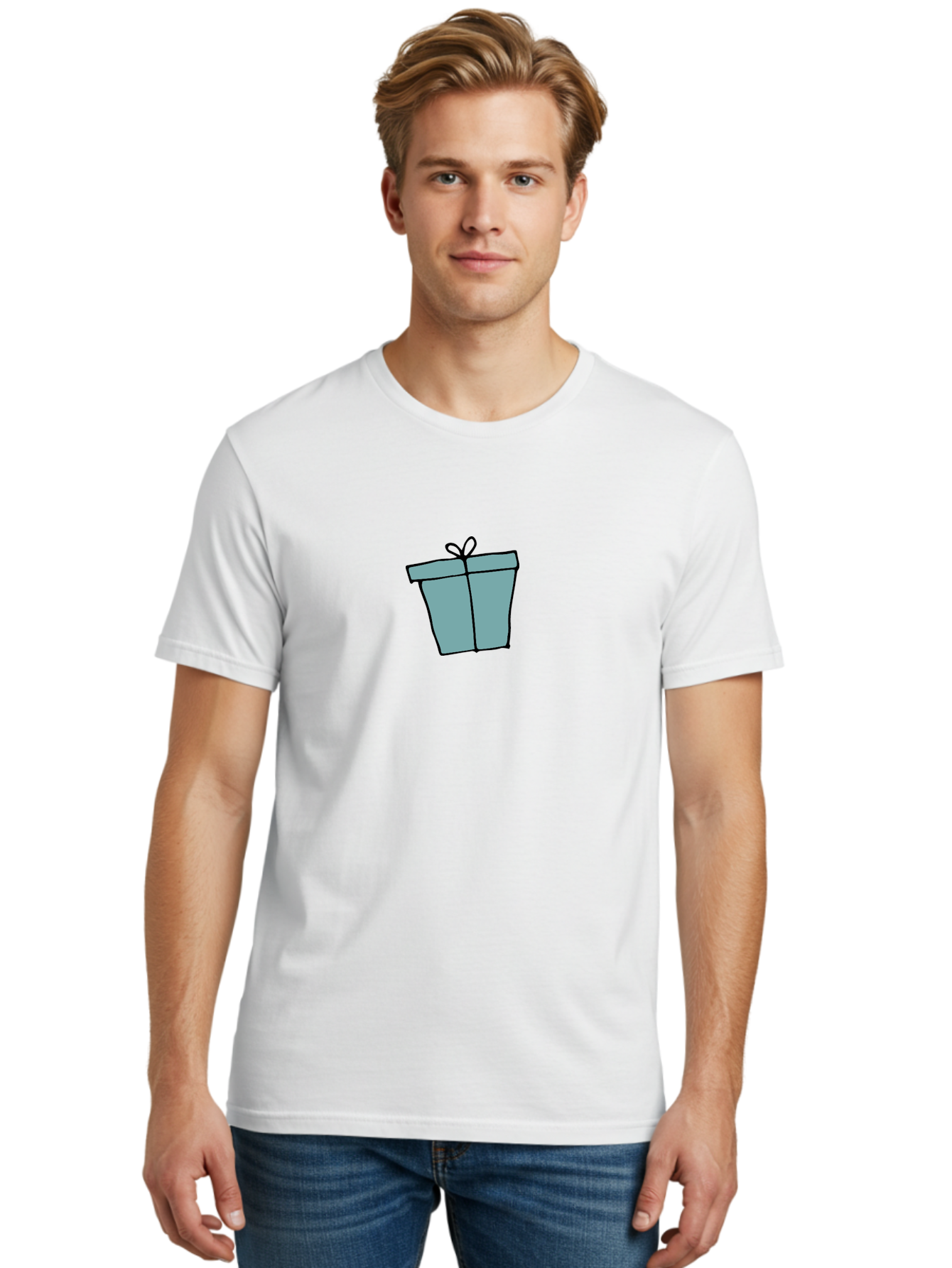 Gift-Box-4 Men'S Graphic Tee, 100% Cotton, Comfortable Casual Summer Wear, Machine Washable, Gift Box, Wrapped Present, Bow On Top, Simple Design, Minimalist Style, Illustration Art, Special Occasion, Celebratory Gift, - Aaa893 30