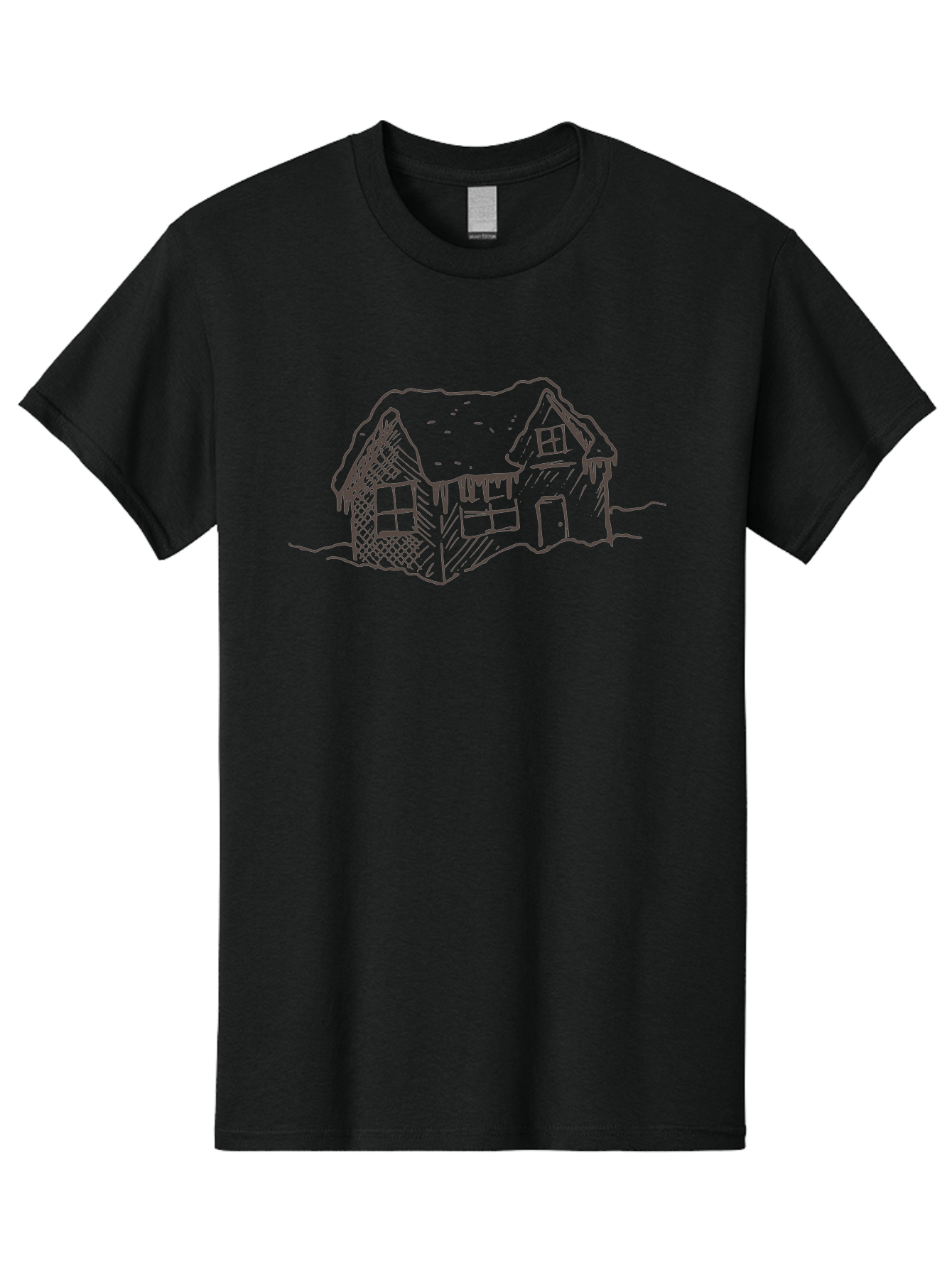 Gingerbread-House Men'S Graphic Tee, 100% Cotton, Comfortable Casual Summer Wear, Machine Washable, Whimsical House, Simple Drawing, Sketch Art, Cottage Design, Dreamy Architecture, Charming Abode, Rustic Charm, Hand-Drawn Illustration - Aaa896 1