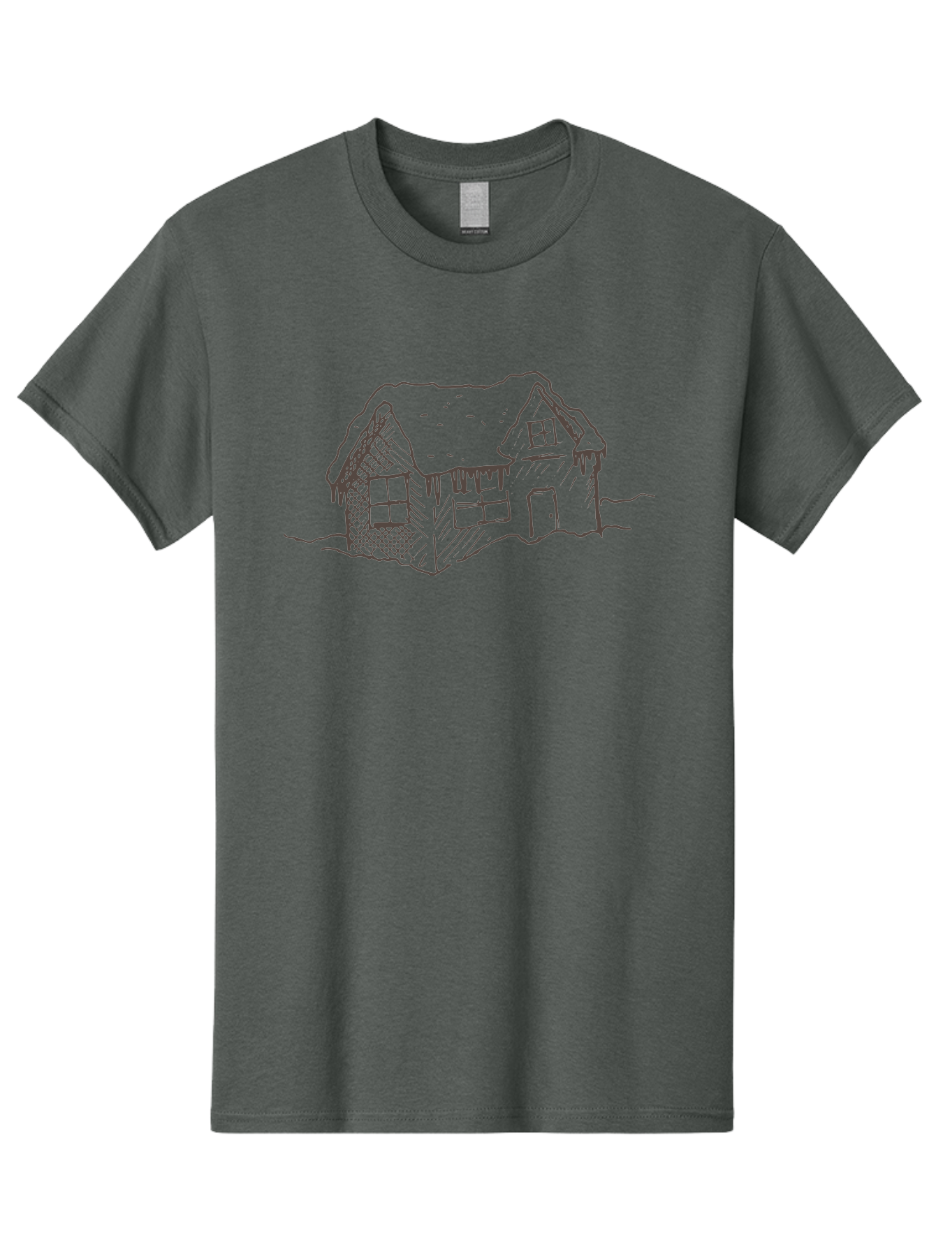 Gingerbread-House Men'S Graphic Tee, 100% Cotton, Comfortable Casual Summer Wear, Machine Washable, Whimsical House, Simple Drawing, Sketch Art, Cottage Design, Dreamy Architecture, Charming Abode, Rustic Charm, Hand-Drawn Illustration - Aaa896 3