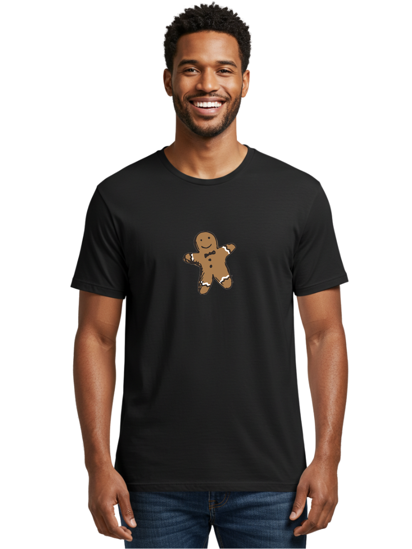 Gingerbread-Man-3 Men'S Graphic Tee, 100% Cotton, Comfortable Casual Summer Wear, Machine Washable, Gingerbread Man, Festive Treat, Holiday Cookie, Sweet Delight, Icing Decorations, Cartoon Character, Christmas Cookie, Baking Fun - Aaa899 26