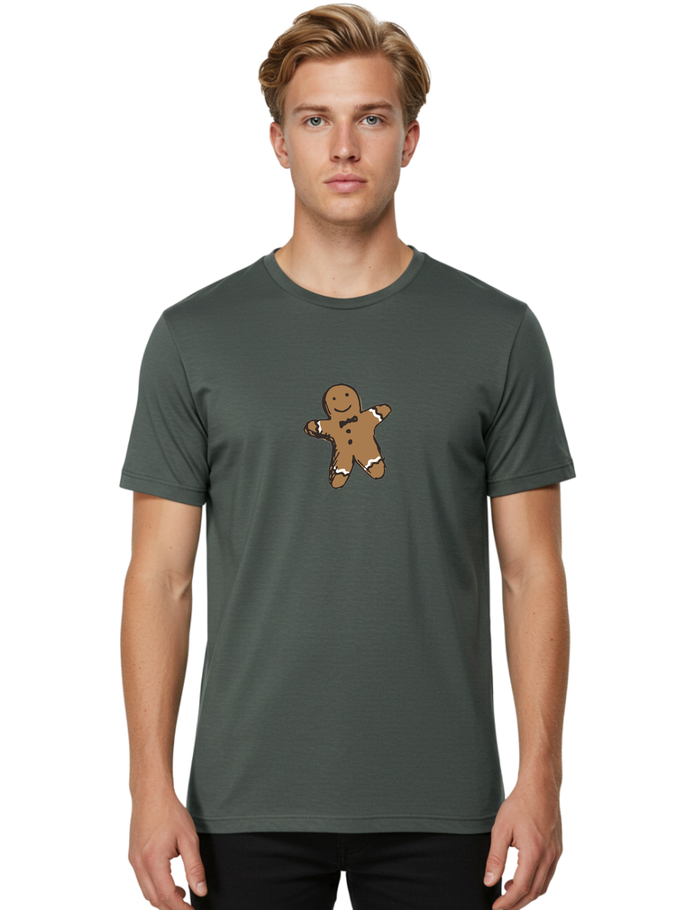 Gingerbread-Man-3 Men'S Graphic Tee, 100% Cotton, Comfortable Casual Summer Wear, Machine Washable, Gingerbread Man, Festive Treat, Holiday Cookie, Sweet Delight, Icing Decorations, Cartoon Character, Christmas Cookie, Baking Fun - Aaa899 28