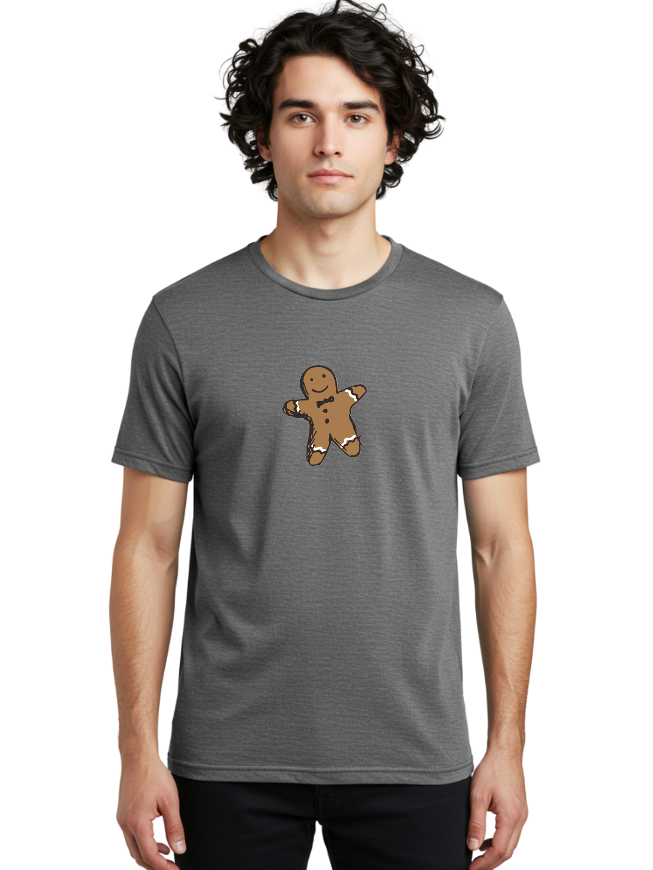 Gingerbread-Man-3 Men'S Graphic Tee, 100% Cotton, Comfortable Casual Summer Wear, Machine Washable, Gingerbread Man, Festive Treat, Holiday Cookie, Sweet Delight, Icing Decorations, Cartoon Character, Christmas Cookie, Baking Fun - Aaa899 12