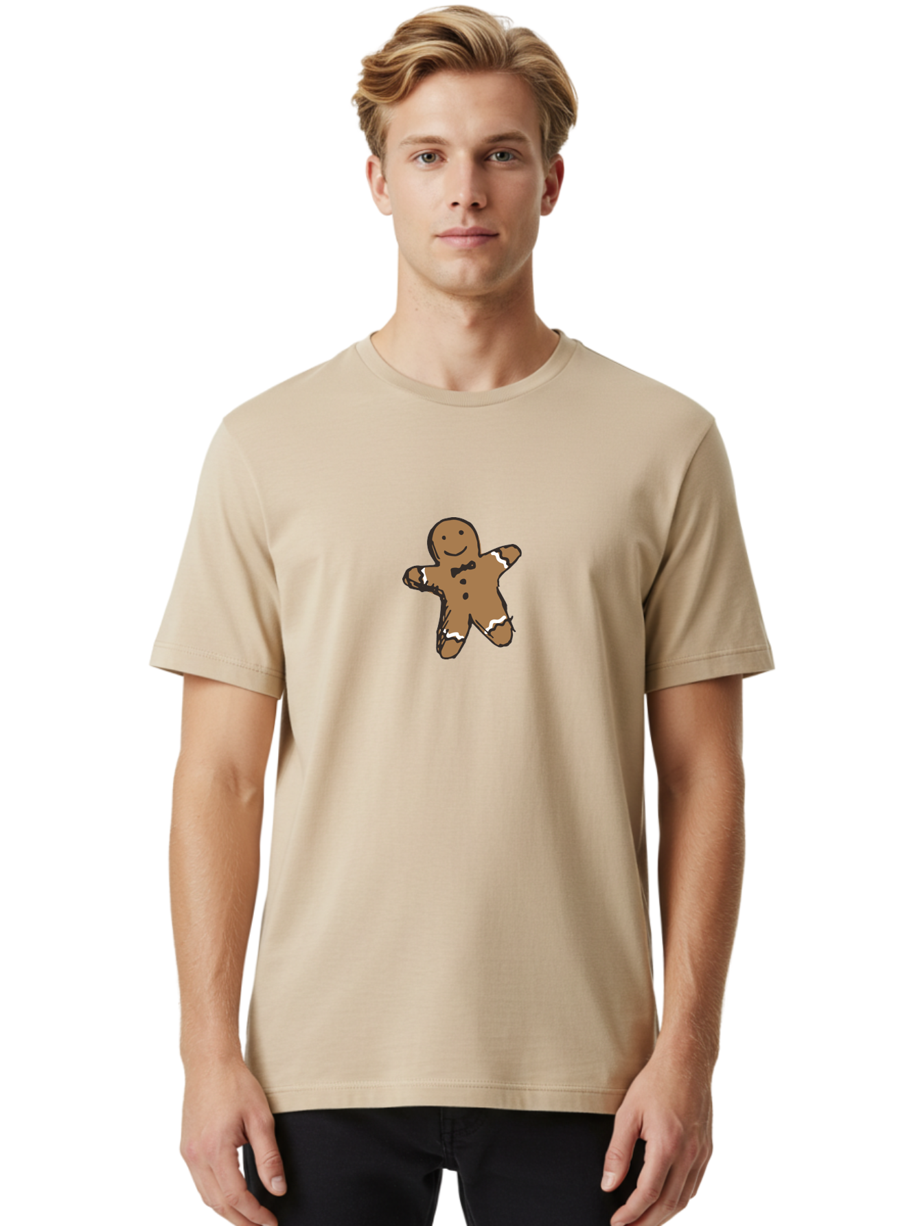 Gingerbread-Man-3 Men'S Graphic Tee, 100% Cotton, Comfortable Casual Summer Wear, Machine Washable, Gingerbread Man, Festive Treat, Holiday Cookie, Sweet Delight, Icing Decorations, Cartoon Character, Christmas Cookie, Baking Fun - Aaa899 10