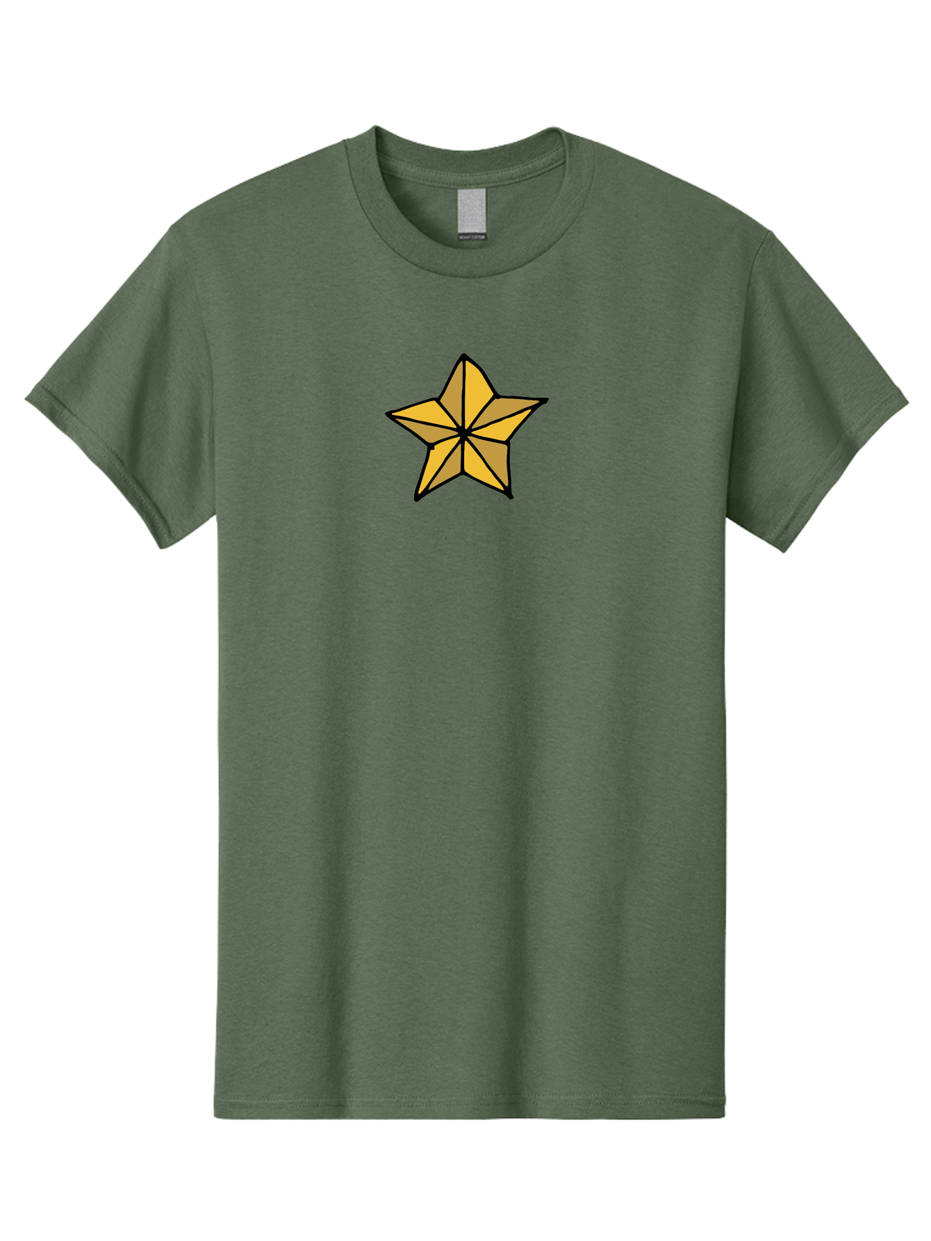 Golden-Star Men'S Graphic Tee, 100% Cotton, Comfortable Casual Summer Wear, Machine Washable, Gold Star, Cartoon Style, Stylized Star, Golden Color, Bold Lines, Simple Design, Festive Symbol, Decorative Element - Aaa905 15