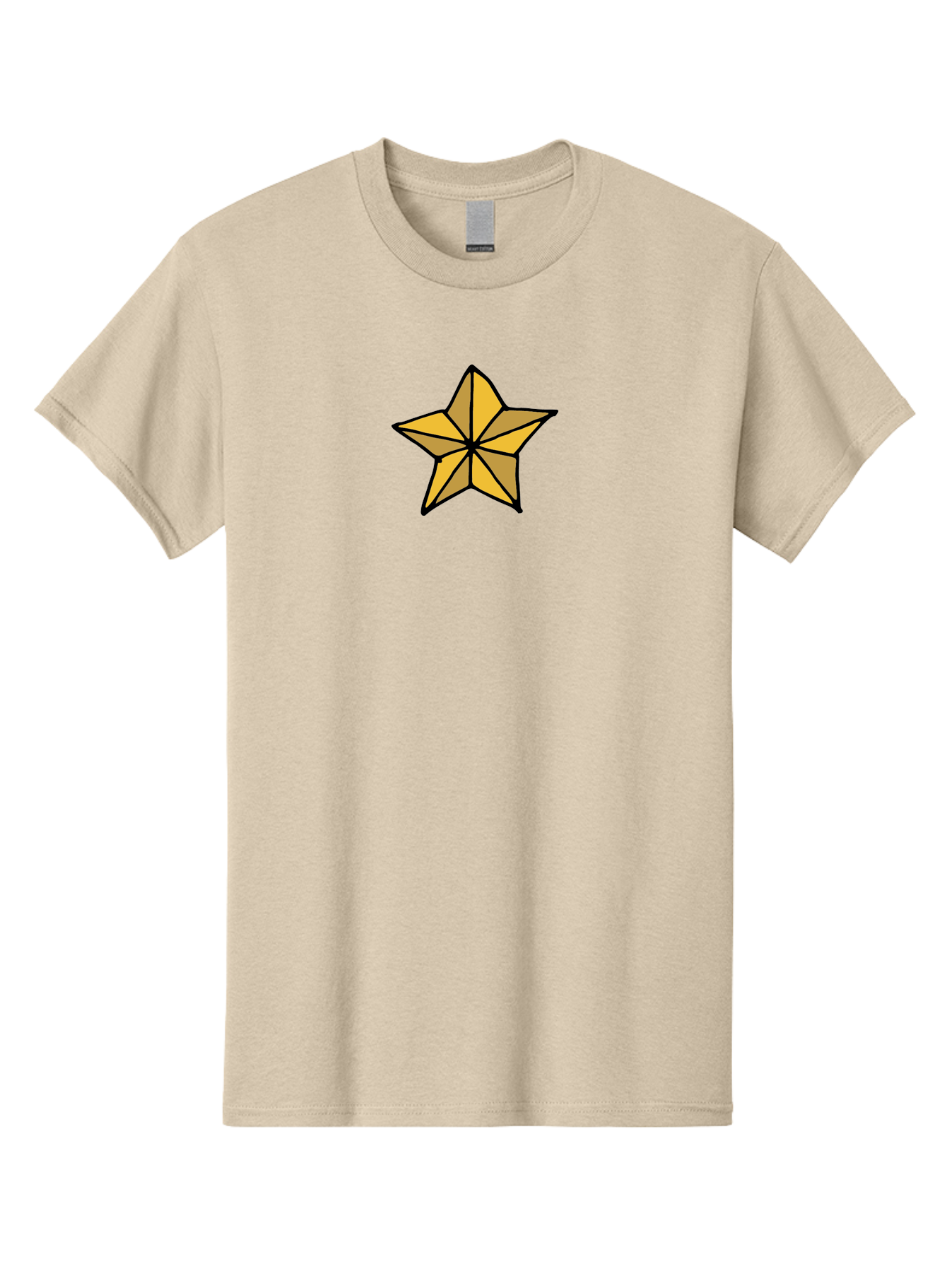 Golden-Star Men'S Graphic Tee, 100% Cotton, Comfortable Casual Summer Wear, Machine Washable, Gold Star, Cartoon Style, Stylized Star, Golden Color, Bold Lines, Simple Design, Festive Symbol, Decorative Element - Aaa905 27