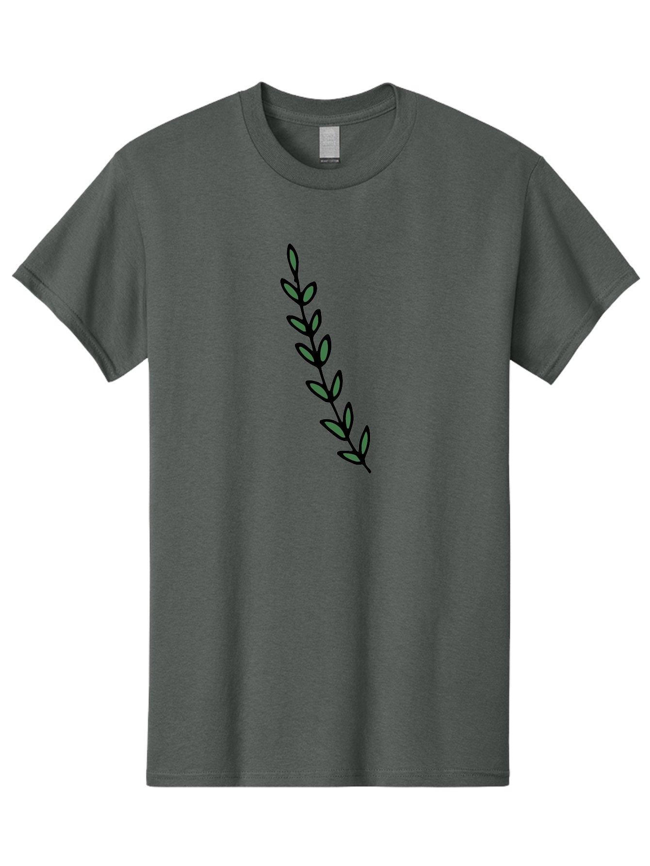 Green-Leaves Men'S Graphic Tee, 100% Cotton, Comfortable Casual Summer Wear, Machine Washable, Simple Stem, Leafy Greens, Minimalist Design, Dark Gray Leaves, Black Outline, Botanical Illustration, Modern Graphics - Aaa906 3