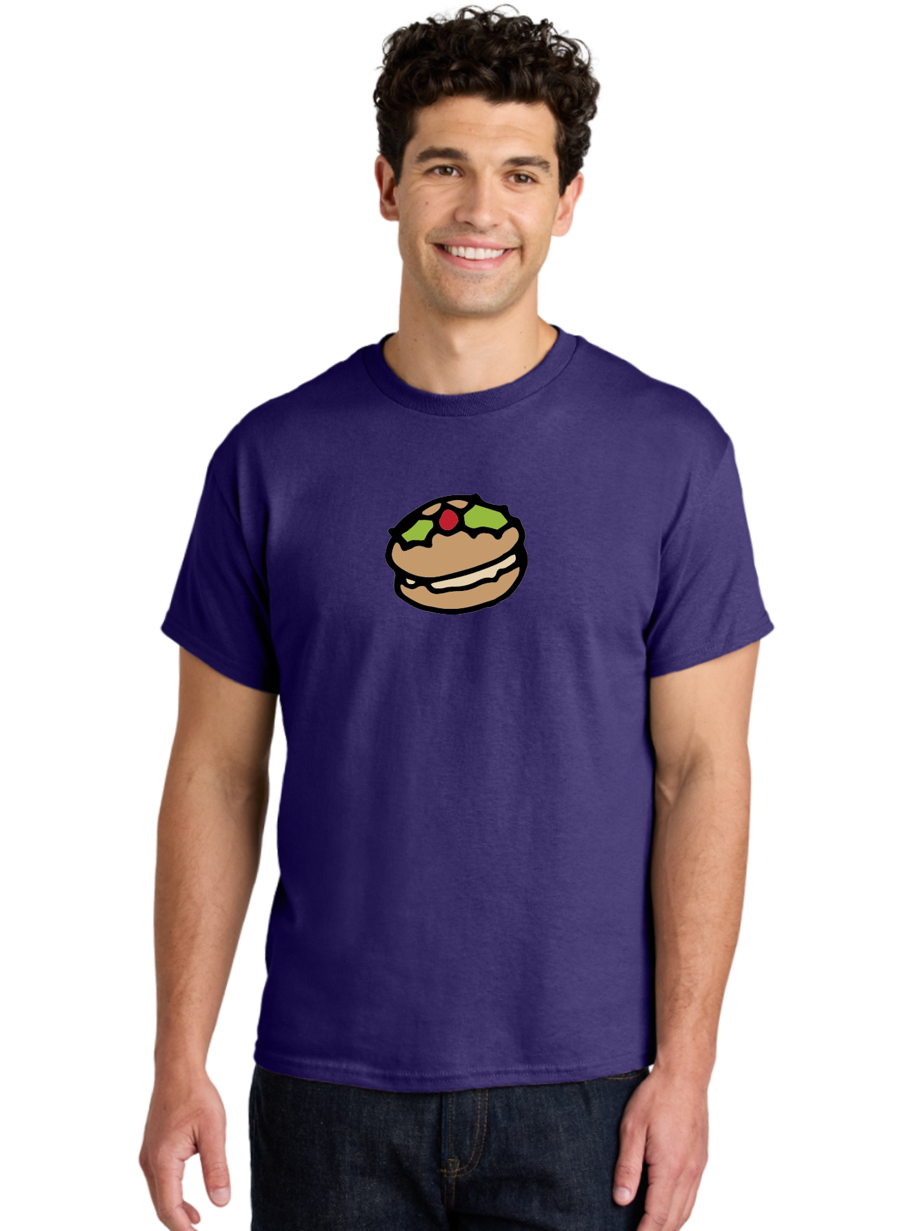 Hamburger Men'S Graphic Tee, 100% Cotton, Comfortable Casual Summer Wear, Machine Washable, Cartoon Hamburger, Sandwich Illustration, Fast Food, Burger Art, Simple Drawing, Kawaii Food, Doodle Art, Cartoon Style - Aaa907 22