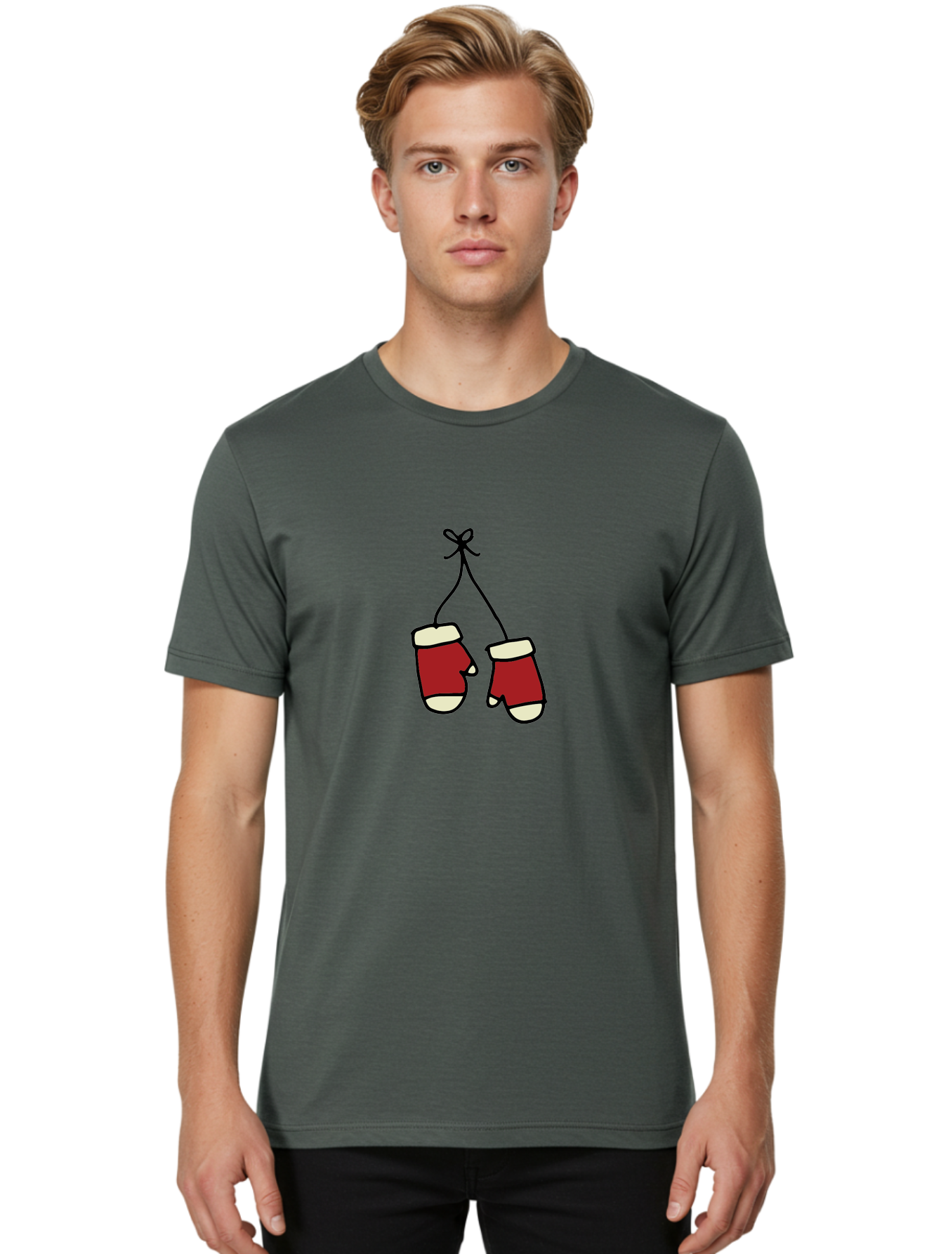 Hanging-Boxing-Gloves Men'S Graphic Tee, 100% Cotton, Comfortable Casual Summer Wear, Machine Washable, Christmas Stockings Hanging, Festive Decorations, Holiday Season, Red And White Stockings, Christmas Gifts, Festive Atmosphere, - Aaa909 12