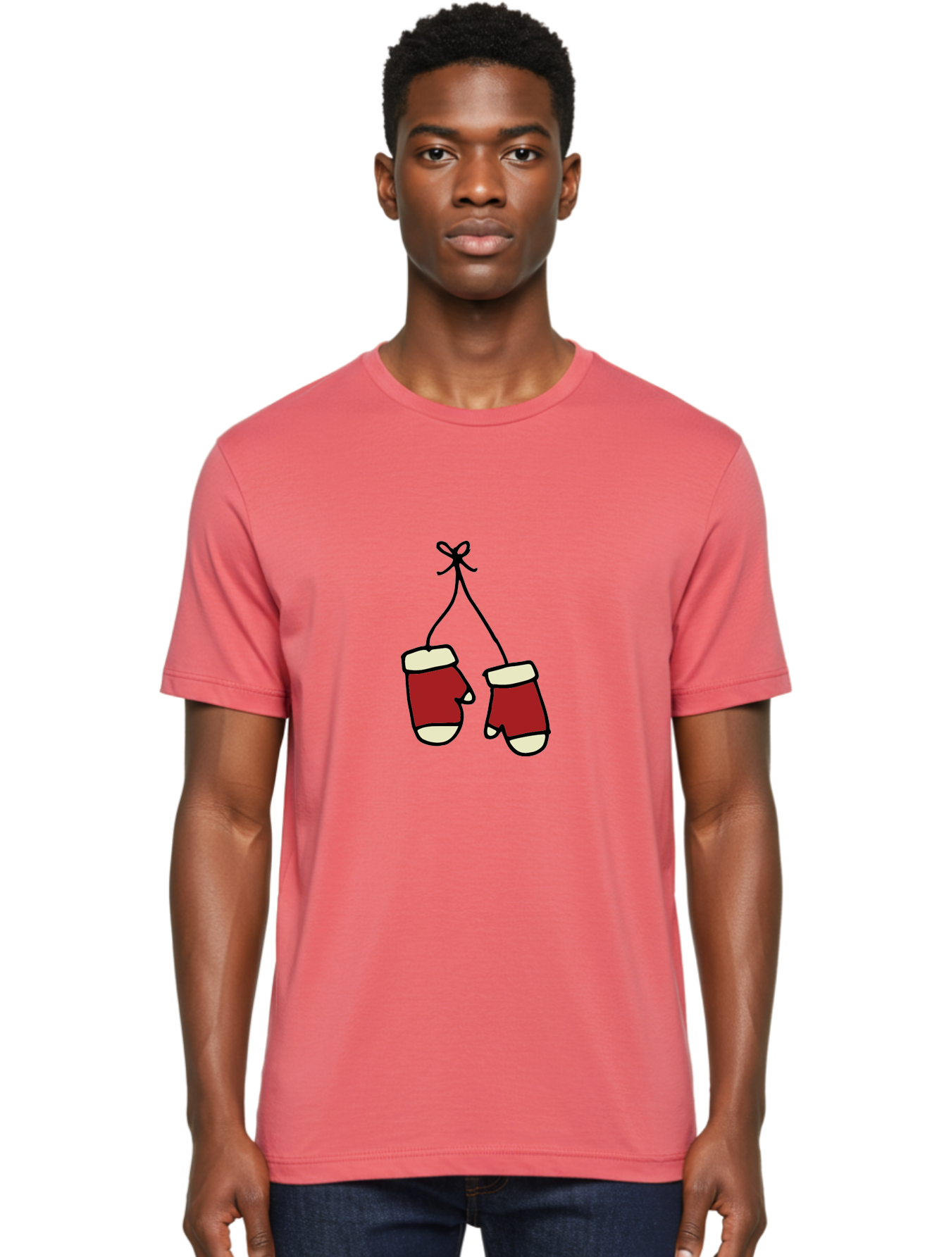 Hanging-Boxing-Gloves Men'S Graphic Tee, 100% Cotton, Comfortable Casual Summer Wear, Machine Washable, Christmas Stockings Hanging, Festive Decorations, Holiday Season, Red And White Stockings, Christmas Gifts, Festive Atmosphere, - Aaa909 28