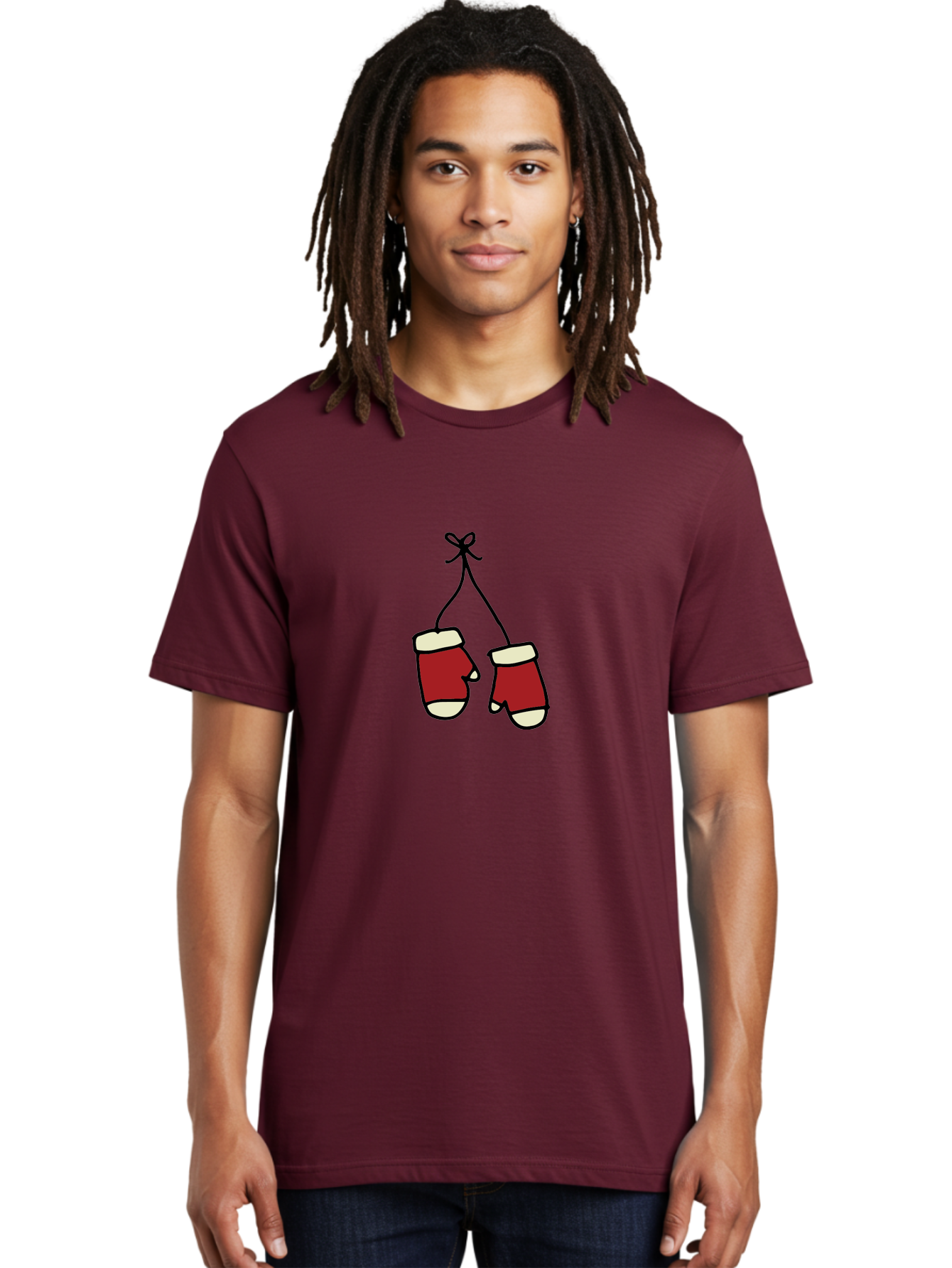 Hanging-Boxing-Gloves Men'S Graphic Tee, 100% Cotton, Comfortable Casual Summer Wear, Machine Washable, Christmas Stockings Hanging, Festive Decorations, Holiday Season, Red And White Stockings, Christmas Gifts, Festive Atmosphere, - Aaa909 4