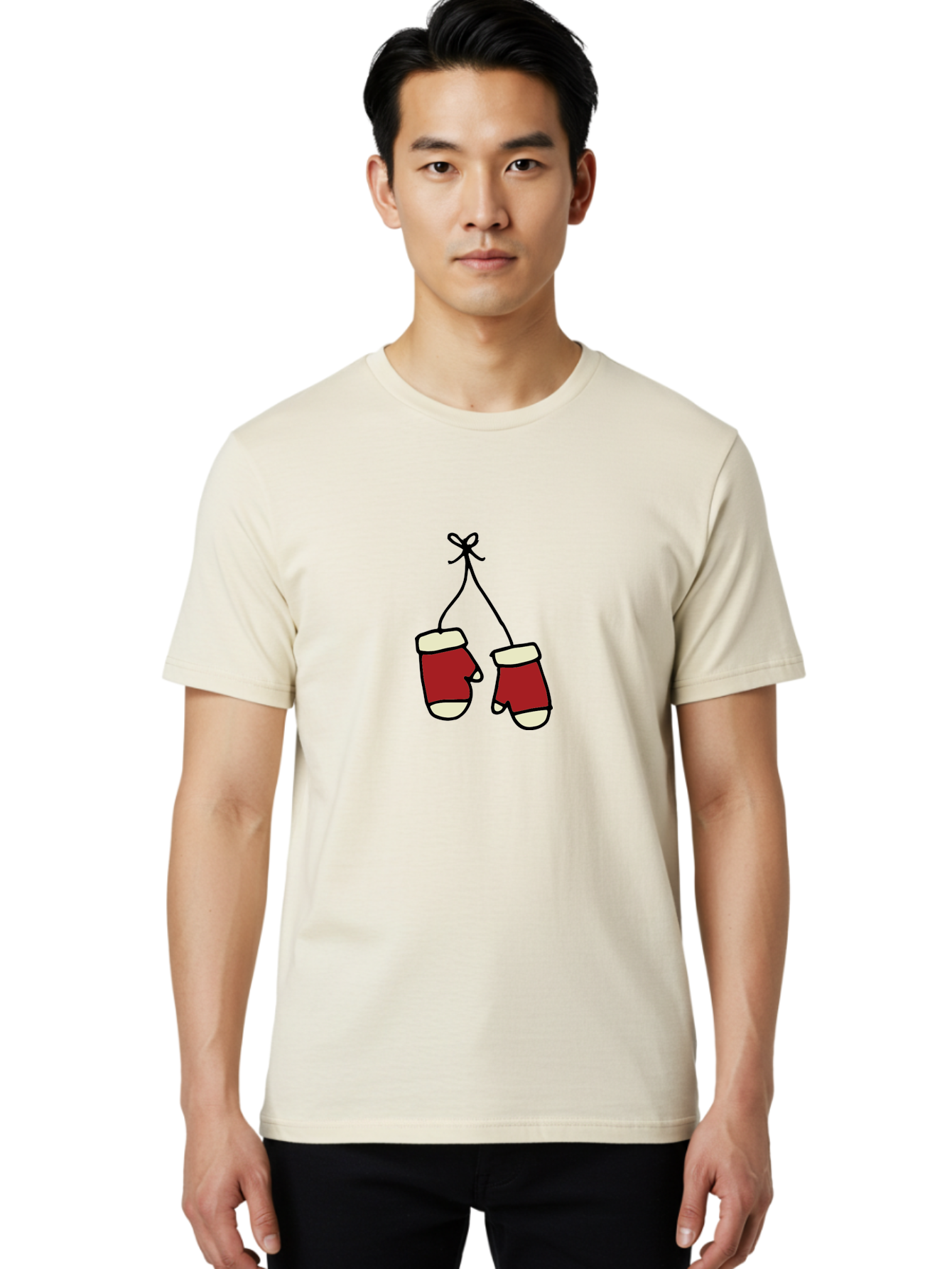 Hanging-Boxing-Gloves Men'S Graphic Tee, 100% Cotton, Comfortable Casual Summer Wear, Machine Washable, Christmas Stockings Hanging, Festive Decorations, Holiday Season, Red And White Stockings, Christmas Gifts, Festive Atmosphere, - Aaa909 30