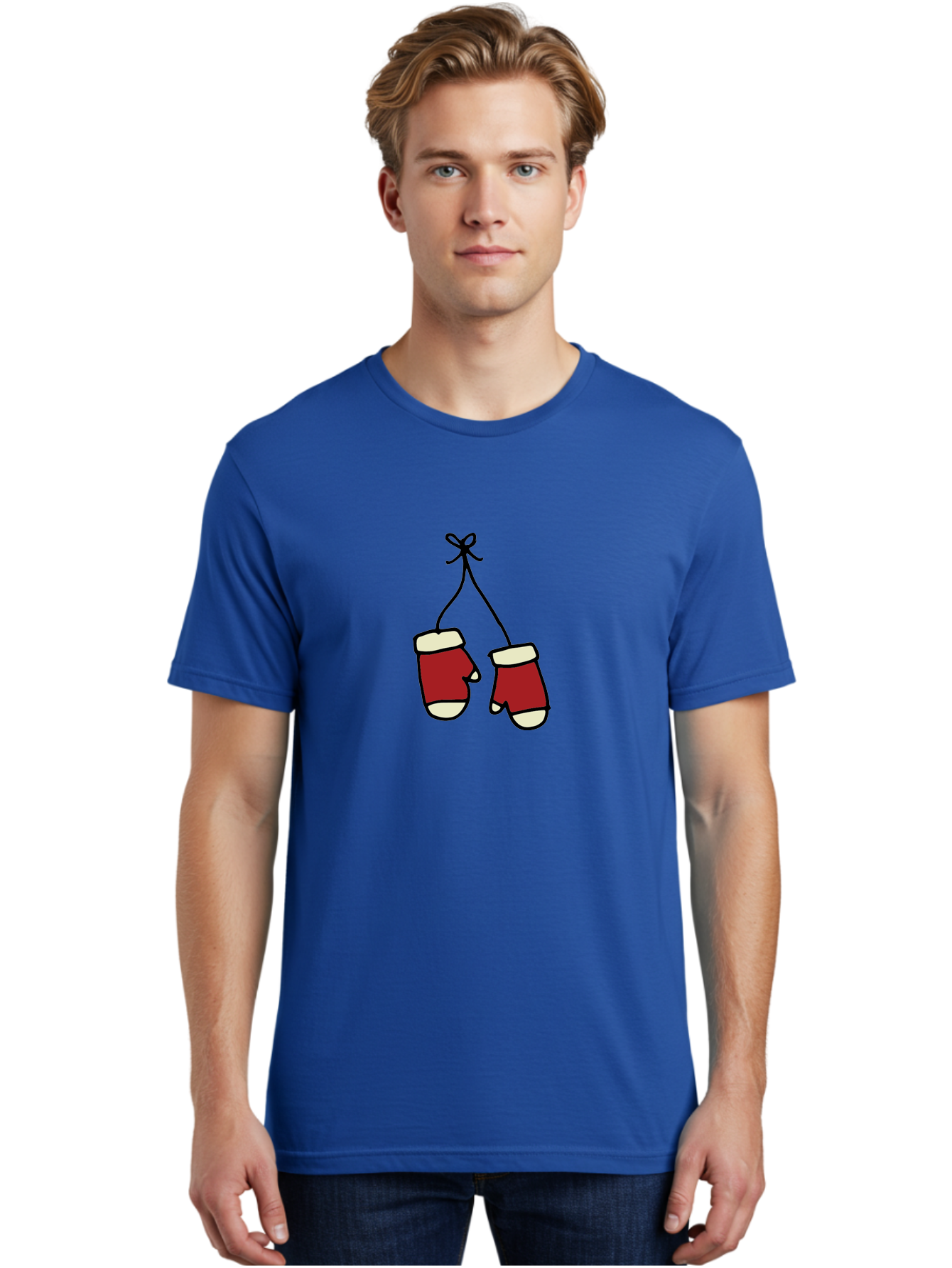 Hanging-Boxing-Gloves Men'S Graphic Tee, 100% Cotton, Comfortable Casual Summer Wear, Machine Washable, Christmas Stockings Hanging, Festive Decorations, Holiday Season, Red And White Stockings, Christmas Gifts, Festive Atmosphere, - Aaa909 20