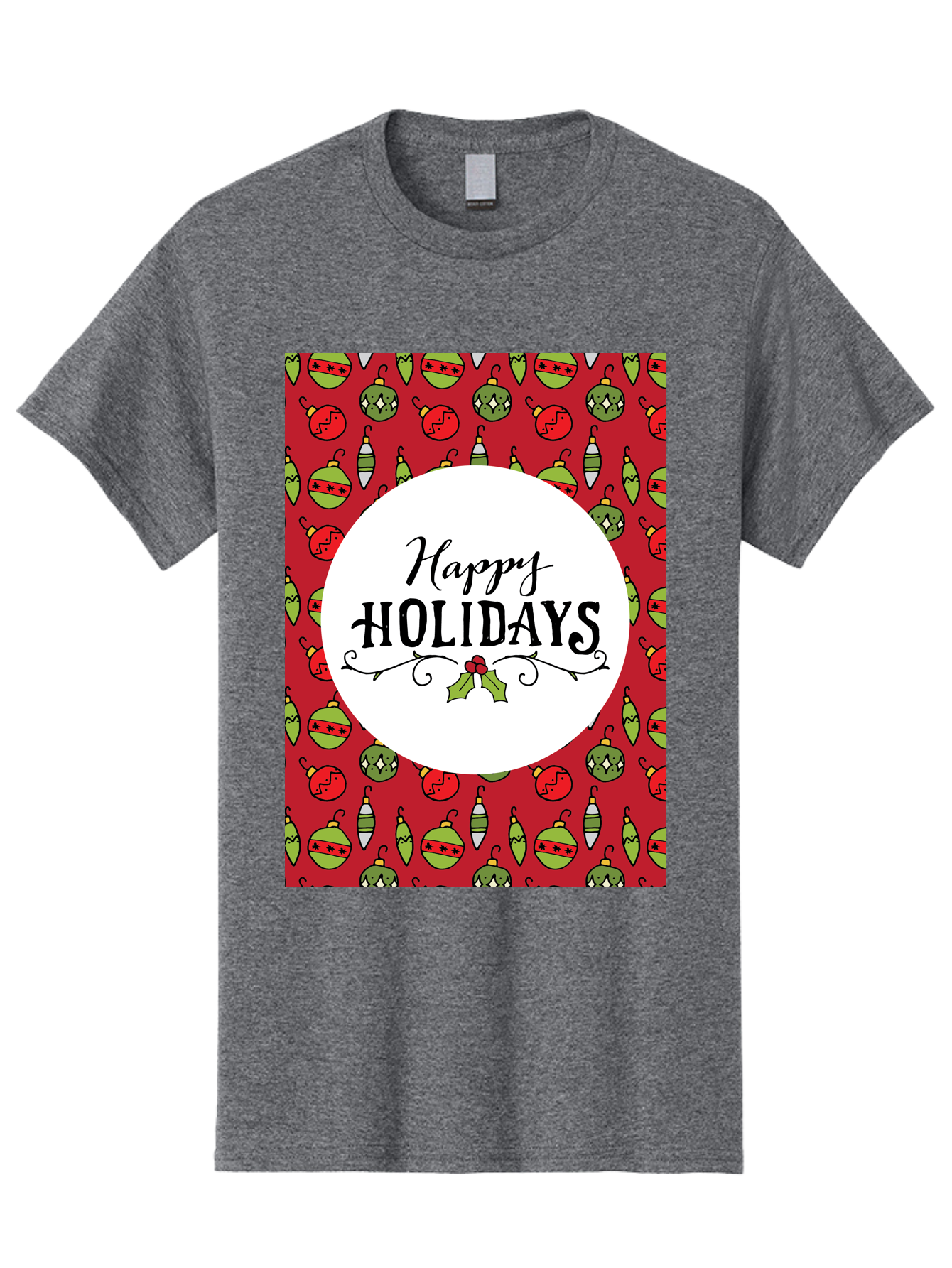 Happy-Holidays-7 Men'S Graphic Tee, 100% Cotton, Comfortable Casual Summer Wear, Machine Washable, Happy Holidays Greeting, Christmas Ornaments, Festive Decorations, Holiday Cheer, Red And Green Theme, Winter Season, Holiday Wishes, - Aaa919 23