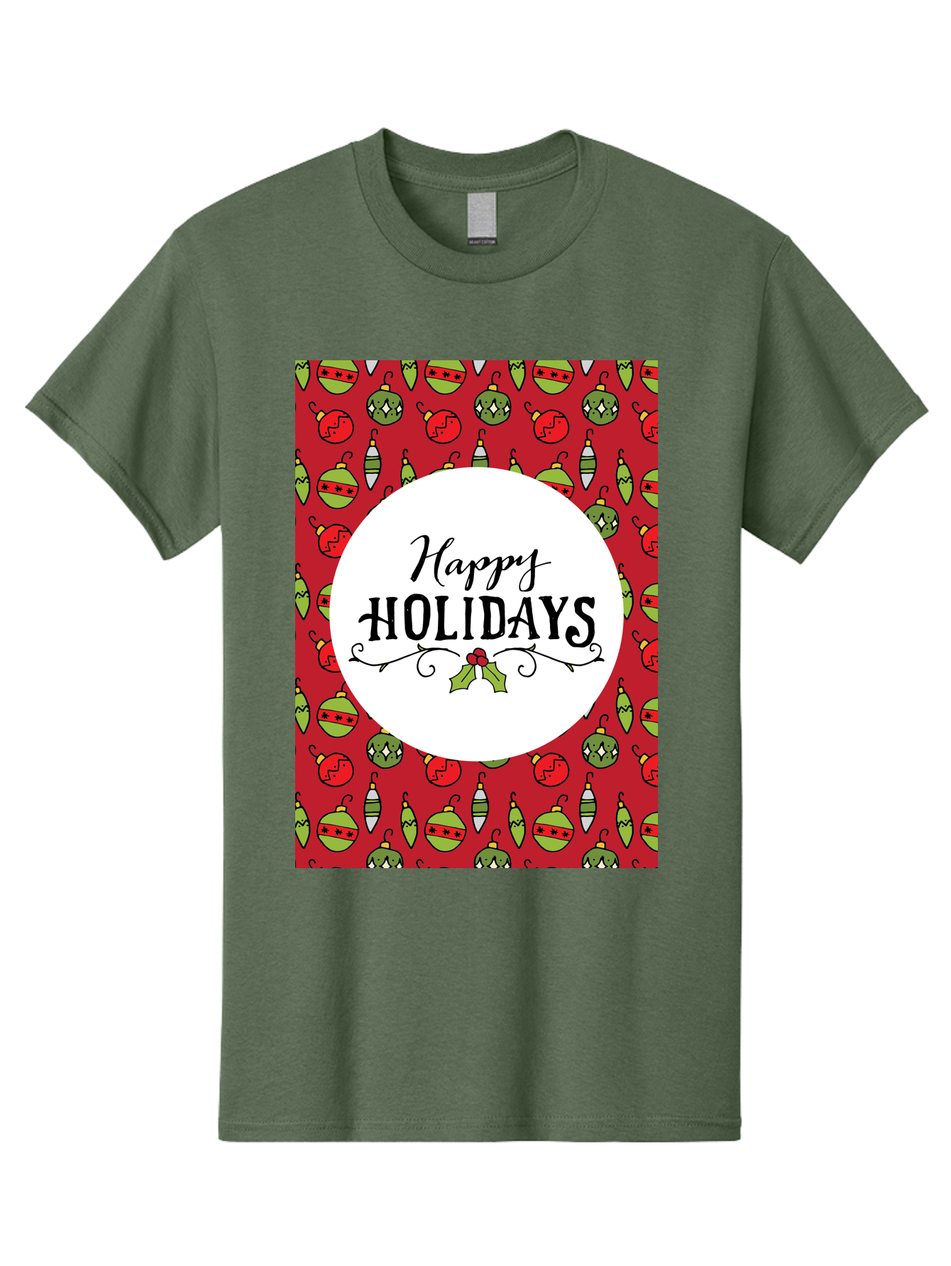 Happy-Holidays-7 Men'S Graphic Tee, 100% Cotton, Comfortable Casual Summer Wear, Machine Washable, Happy Holidays Greeting, Christmas Ornaments, Festive Decorations, Holiday Cheer, Red And Green Theme, Winter Season, Holiday Wishes, - Aaa919 17