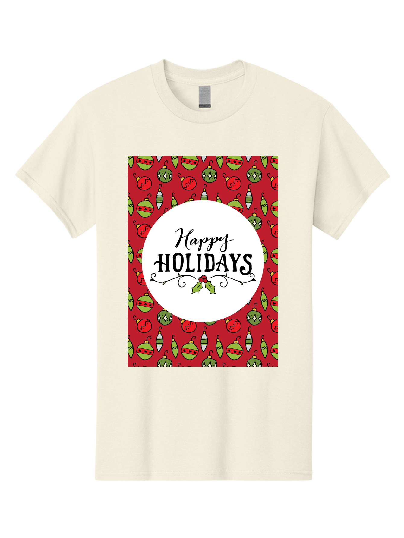 Happy-Holidays-7 Men'S Graphic Tee, 100% Cotton, Comfortable Casual Summer Wear, Machine Washable, Happy Holidays Greeting, Christmas Ornaments, Festive Decorations, Holiday Cheer, Red And Green Theme, Winter Season, Holiday Wishes, - Aaa919 11