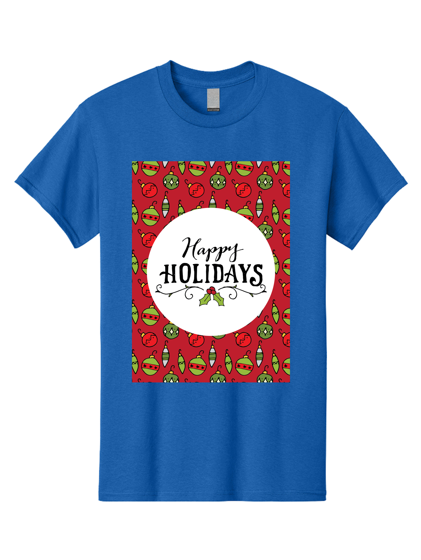 Happy-Holidays-7 Men'S Graphic Tee, 100% Cotton, Comfortable Casual Summer Wear, Machine Washable, Happy Holidays Greeting, Christmas Ornaments, Festive Decorations, Holiday Cheer, Red And Green Theme, Winter Season, Holiday Wishes, - Aaa919 7