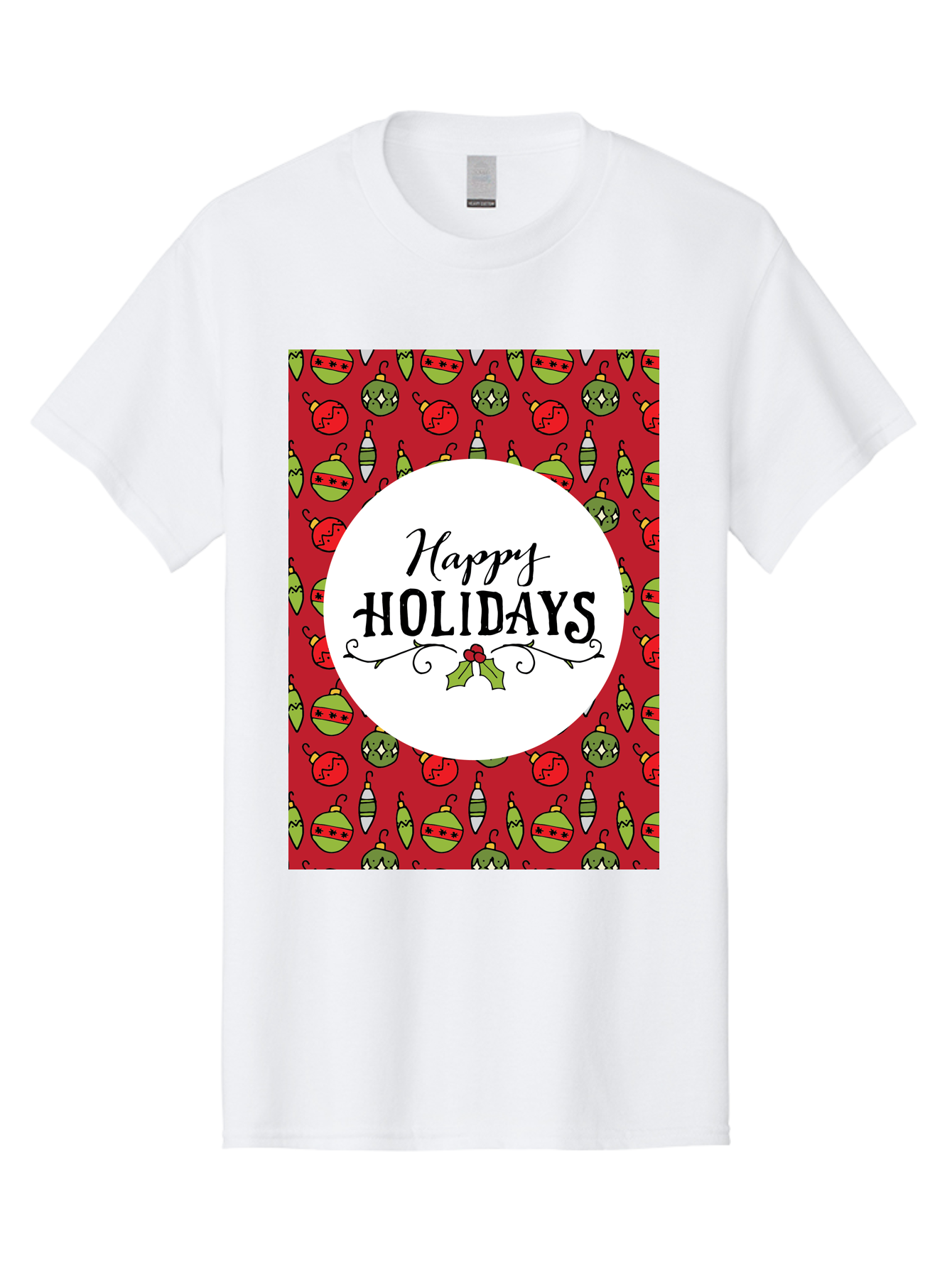 Happy-Holidays-7 Men'S Graphic Tee, 100% Cotton, Comfortable Casual Summer Wear, Machine Washable, Happy Holidays Greeting, Christmas Ornaments, Festive Decorations, Holiday Cheer, Red And Green Theme, Winter Season, Holiday Wishes, - Aaa919 29