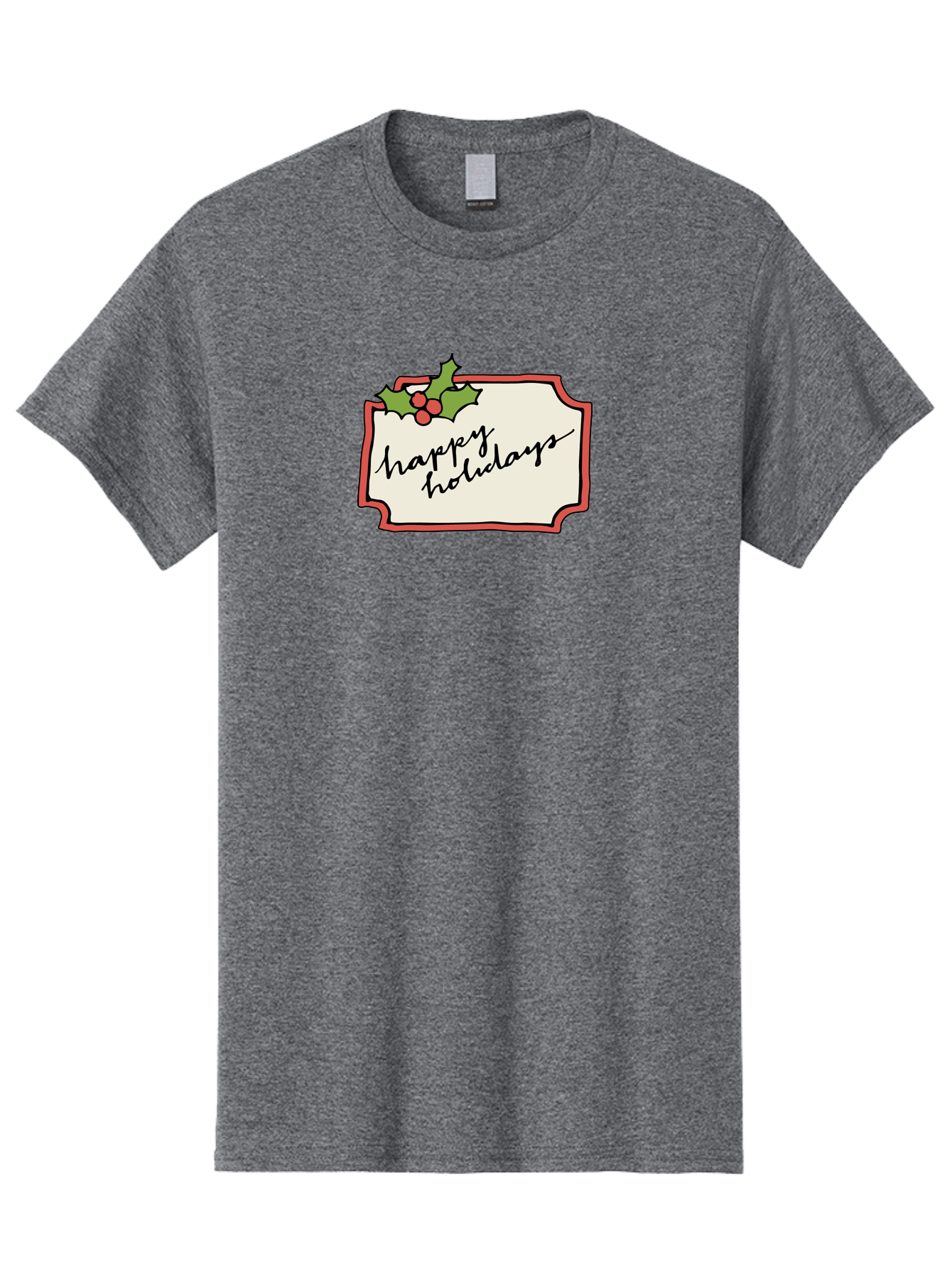 Happy-Holidays Men'S Graphic Tee, 100% Cotton, Comfortable Casual Summer Wear, Machine Washable, Happy Holidays, Festive Season, Holiday Cheer, Red Berries, Holly Leaves, Greeting Card, Celebration, Winter Wonderland, Joyous Occasion, - Aaa921 9