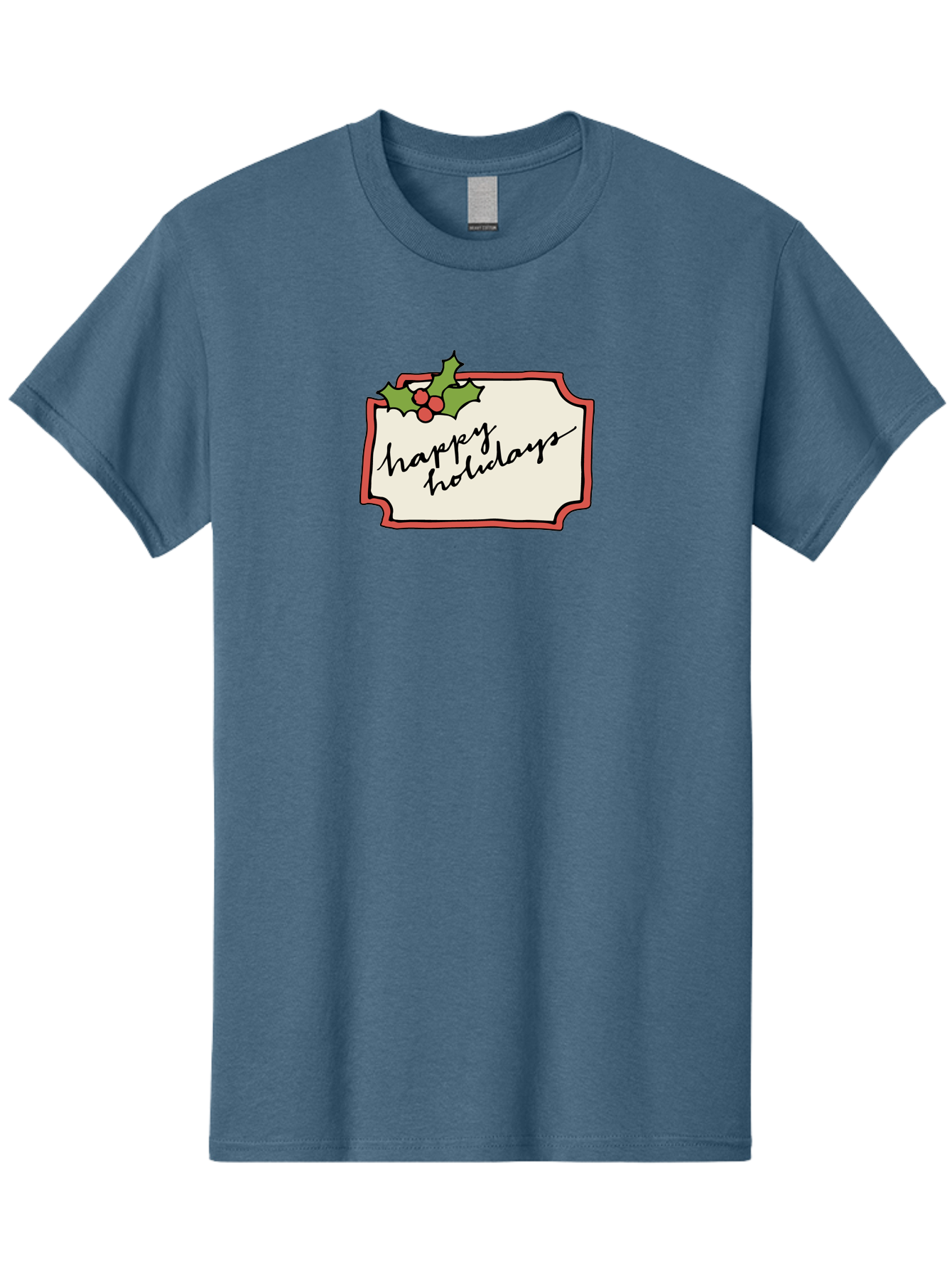 Happy-Holidays Men'S Graphic Tee, 100% Cotton, Comfortable Casual Summer Wear, Machine Washable, Happy Holidays, Festive Season, Holiday Cheer, Red Berries, Holly Leaves, Greeting Card, Celebration, Winter Wonderland, Joyous Occasion, - Aaa921 11