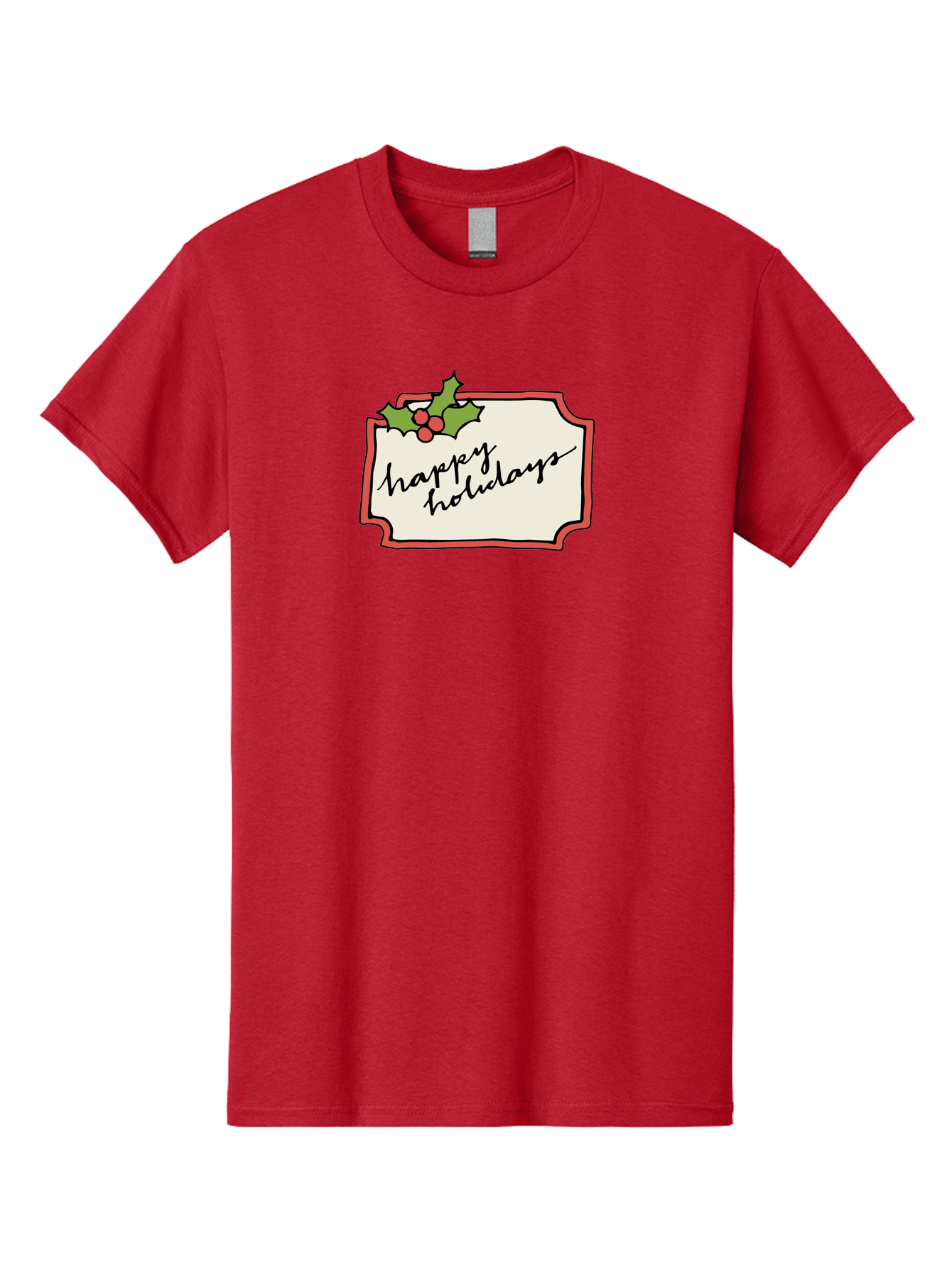 Happy-Holidays Men'S Graphic Tee, 100% Cotton, Comfortable Casual Summer Wear, Machine Washable, Happy Holidays, Festive Season, Holiday Cheer, Red Berries, Holly Leaves, Greeting Card, Celebration, Winter Wonderland, Joyous Occasion, - Aaa921 23