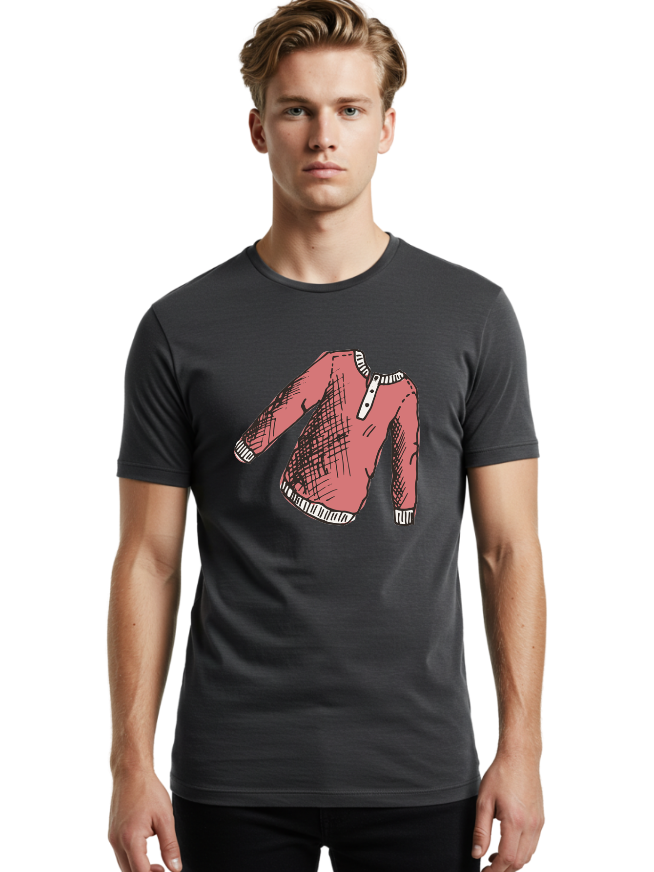 Henley-Shirt Men'S Graphic Tee, 100% Cotton, Comfortable Casual Summer Wear, Machine Washable, Pink Sweater, Casual Wear, Knitted Fabric, White Trim, Three-Button Placket, Scratchy Sketch Lines, Fashion Illustration, Clothing Design, - Aaa926 8