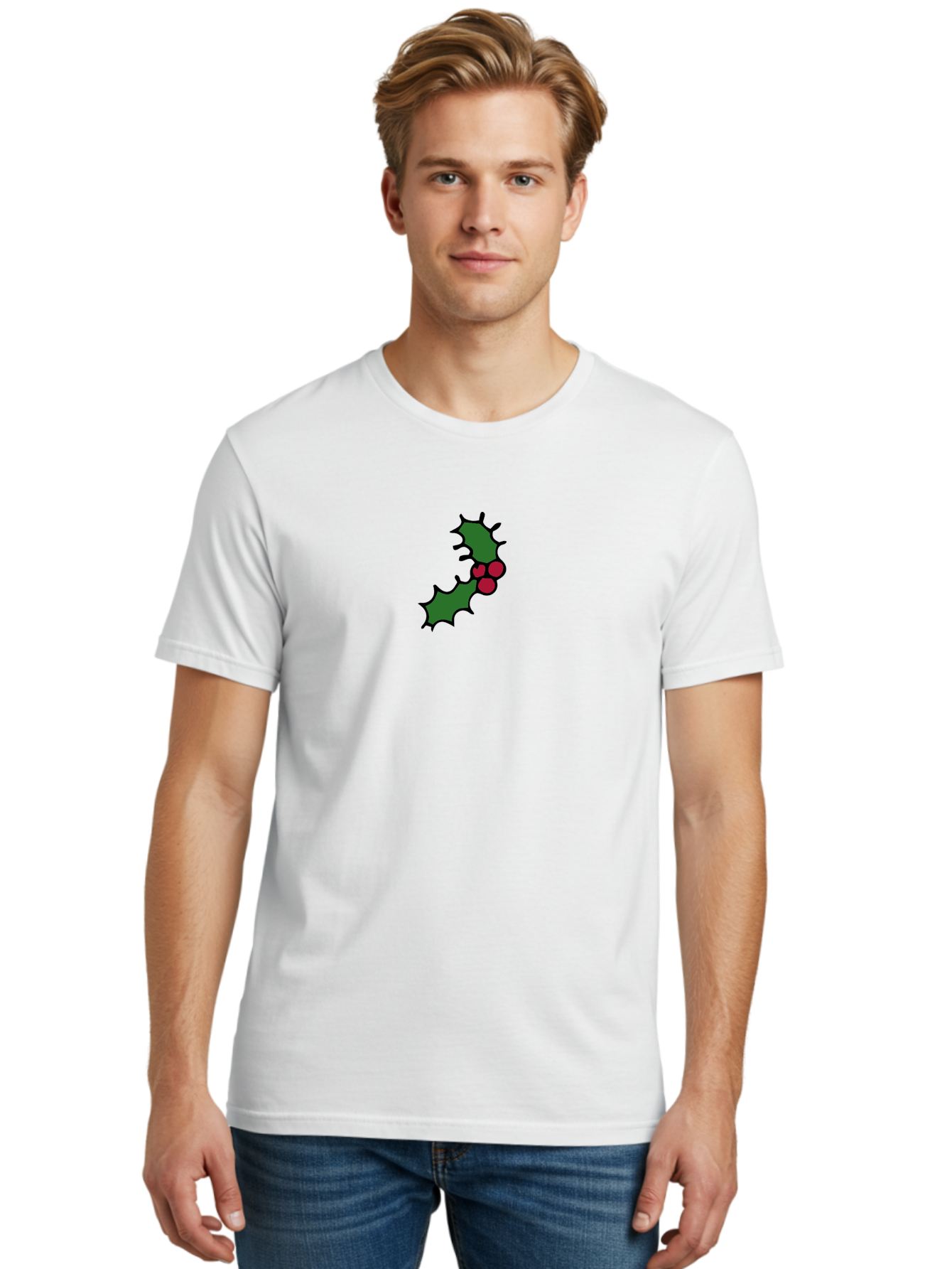Holly-4 Men'S Graphic Tee, 100% Cotton, Comfortable Casual Summer Wear, Machine Washable, Holiday Decorations, Festive Holly, Christmas Symbols, Holly Leaves, Red Berries, Winter Decor, Seasonal Graphics, Festive Illustrations - Aaa931 12