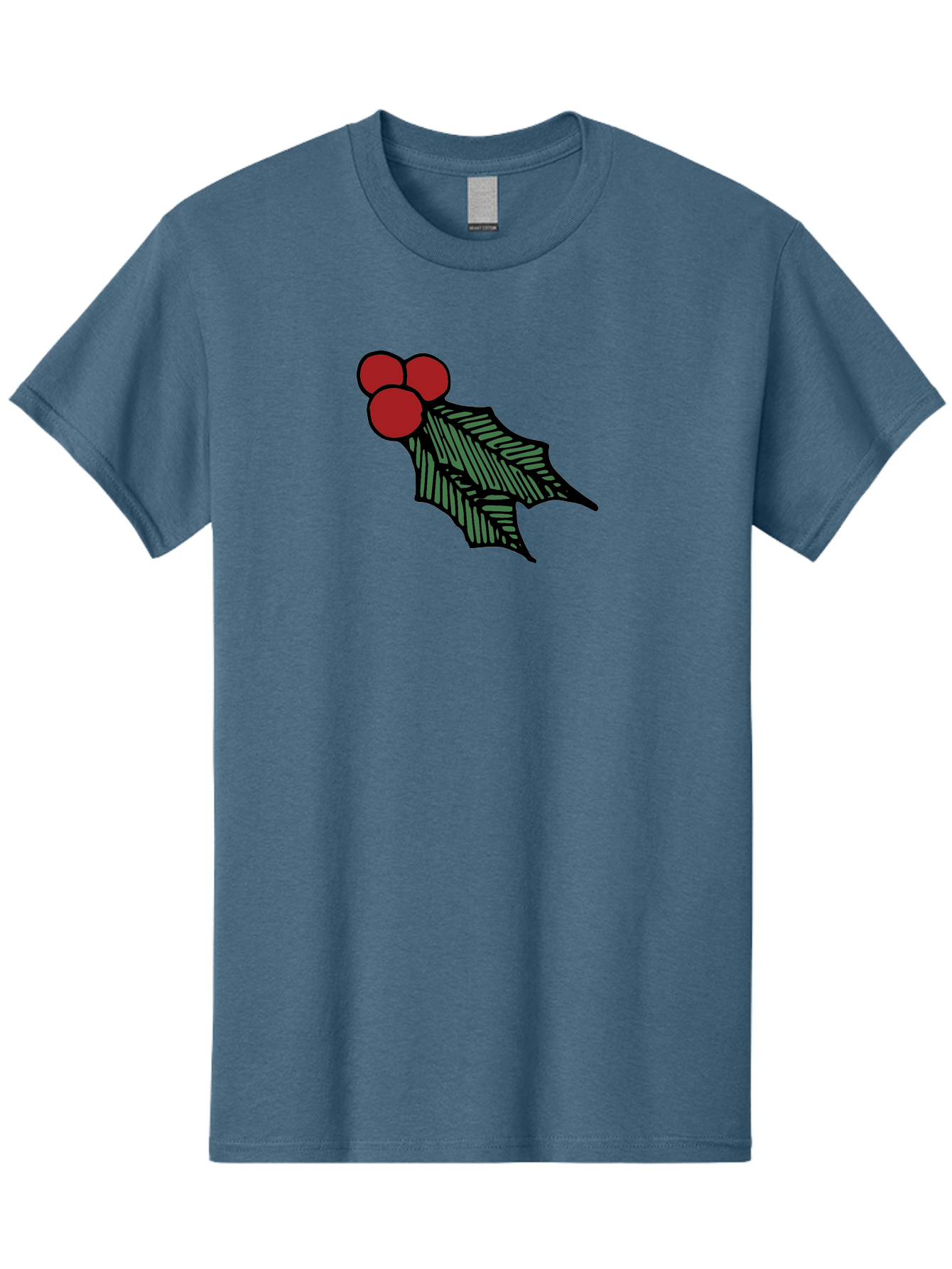 Holly-Leaf-With-Berries Men'S Graphic Tee, 100% Cotton, Comfortable Casual Summer Wear, Machine Washable, Holiday Decor, Festive Illustration, Christmas Symbolism, Holly Leaves, Red Berries, Winter Decoration, Seasonal Graphics - Aaa933 17