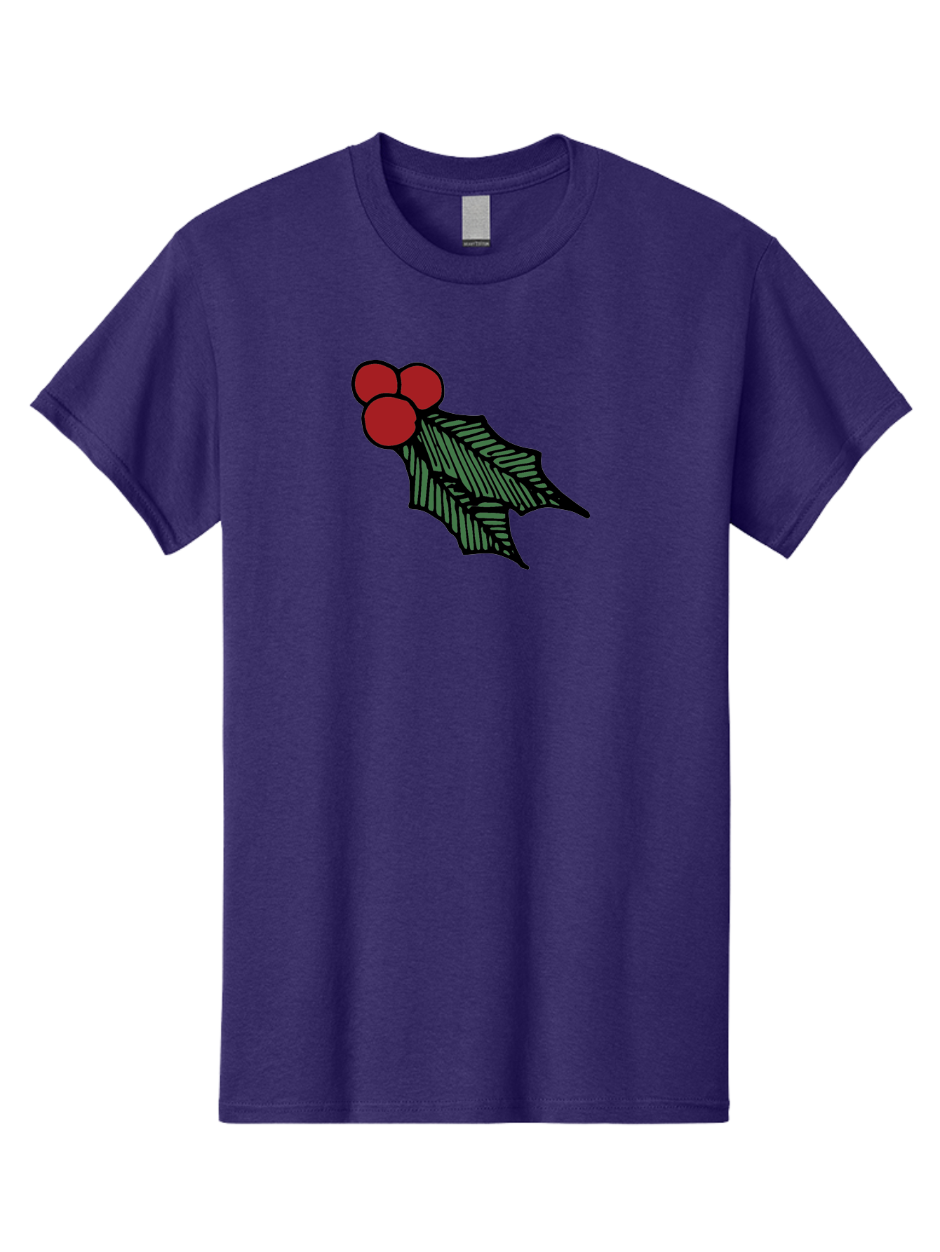 Holly-Leaf-With-Berries Men'S Graphic Tee, 100% Cotton, Comfortable Casual Summer Wear, Machine Washable, Holiday Decor, Festive Illustration, Christmas Symbolism, Holly Leaves, Red Berries, Winter Decoration, Seasonal Graphics - Aaa933 25