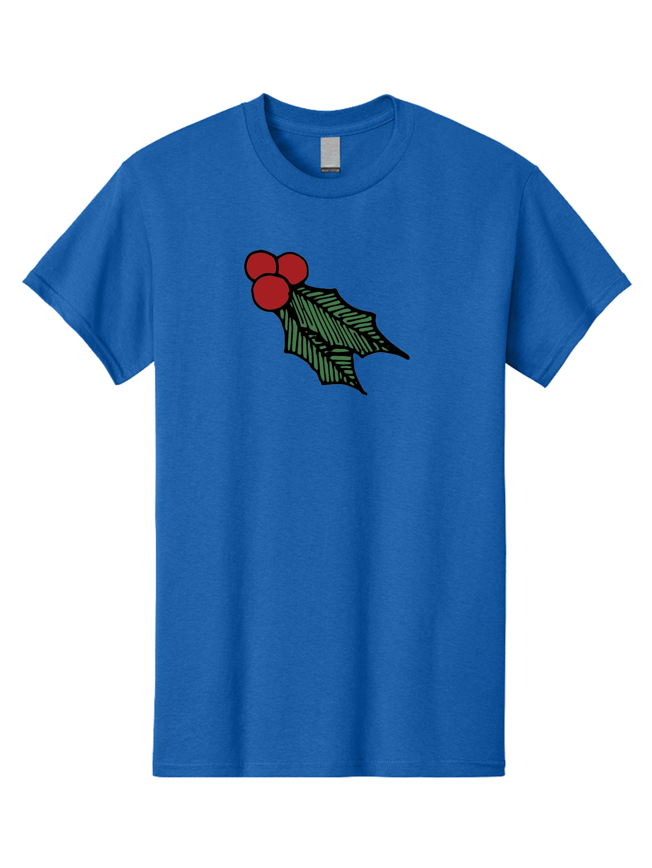 Holly-Leaf-With-Berries Men'S Graphic Tee, 100% Cotton, Comfortable Casual Summer Wear, Machine Washable, Holiday Decor, Festive Illustration, Christmas Symbolism, Holly Leaves, Red Berries, Winter Decoration, Seasonal Graphics - Aaa933 29