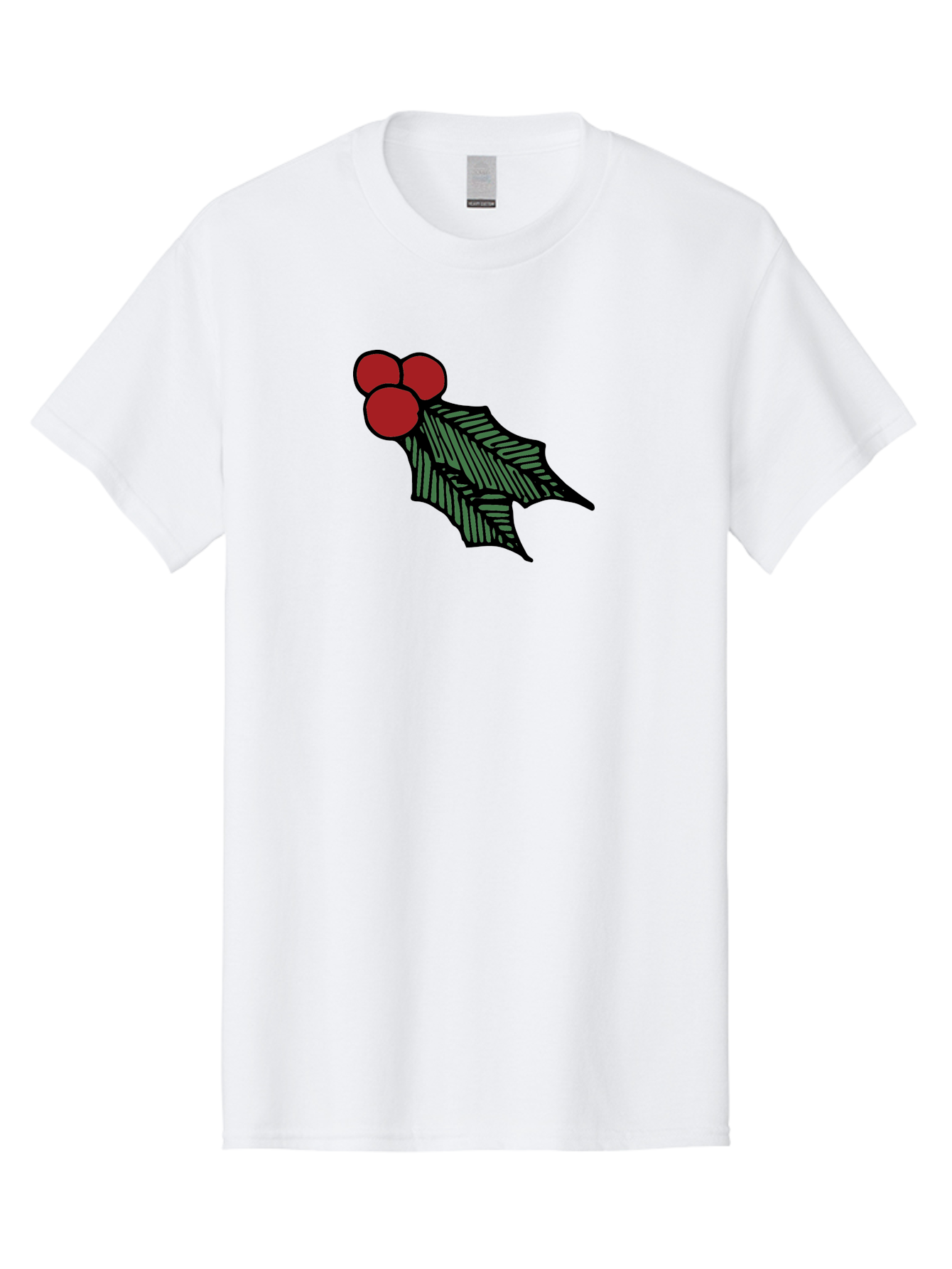 Holly-Leaf-With-Berries Men'S Graphic Tee, 100% Cotton, Comfortable Casual Summer Wear, Machine Washable, Holiday Decor, Festive Illustration, Christmas Symbolism, Holly Leaves, Red Berries, Winter Decoration, Seasonal Graphics - Aaa933 13