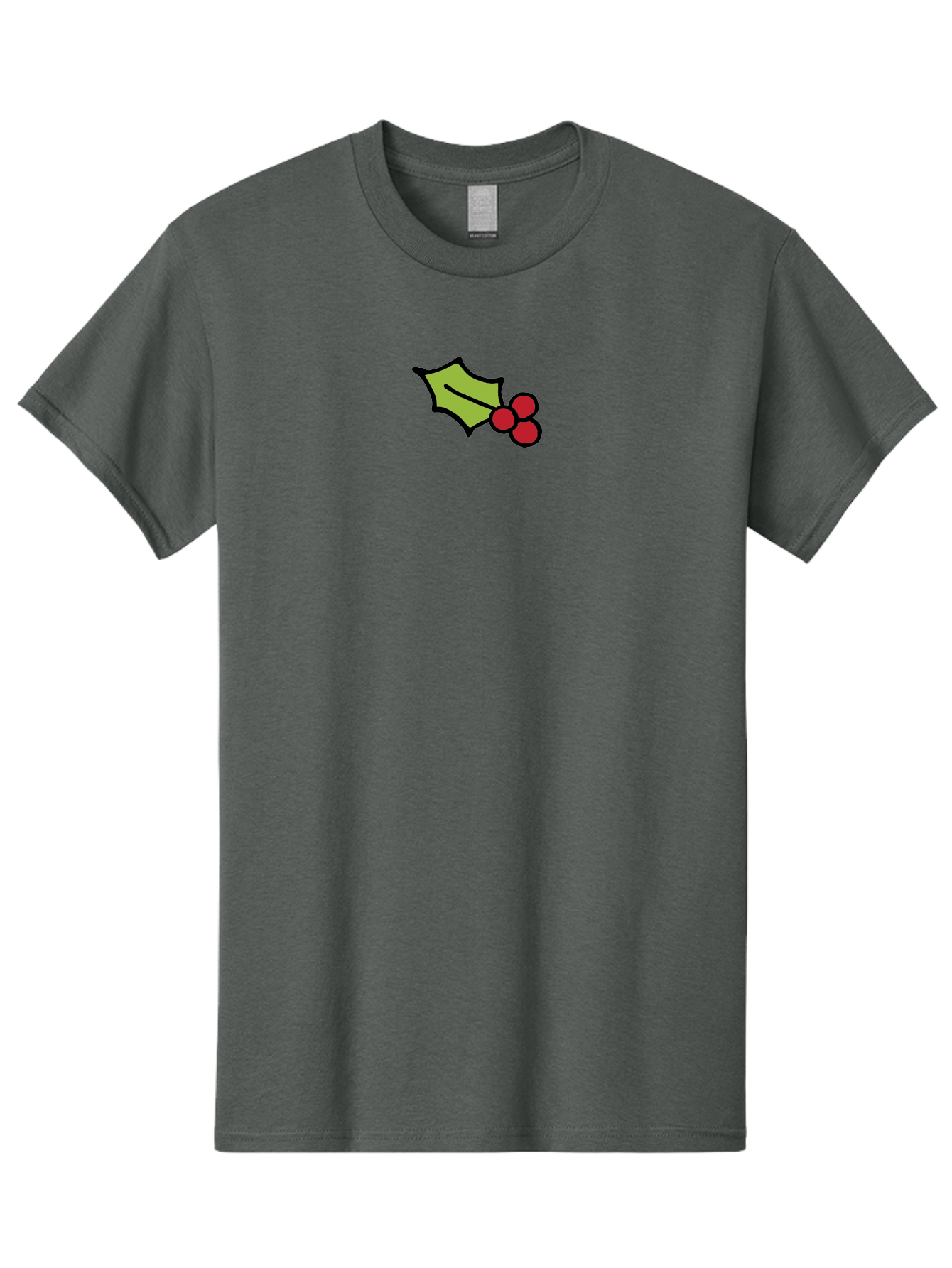 Holly-Leaves-And-Berries-1 Men'S Graphic Tee, 100% Cotton, Comfortable Casual Summer Wear, Machine Washable, Holly Leaf Illustration, Red Berries, Festive Decor, Holiday Theme, Christmas Symbol, Winter Decoration, Cartoon Style, - Aaa934 25