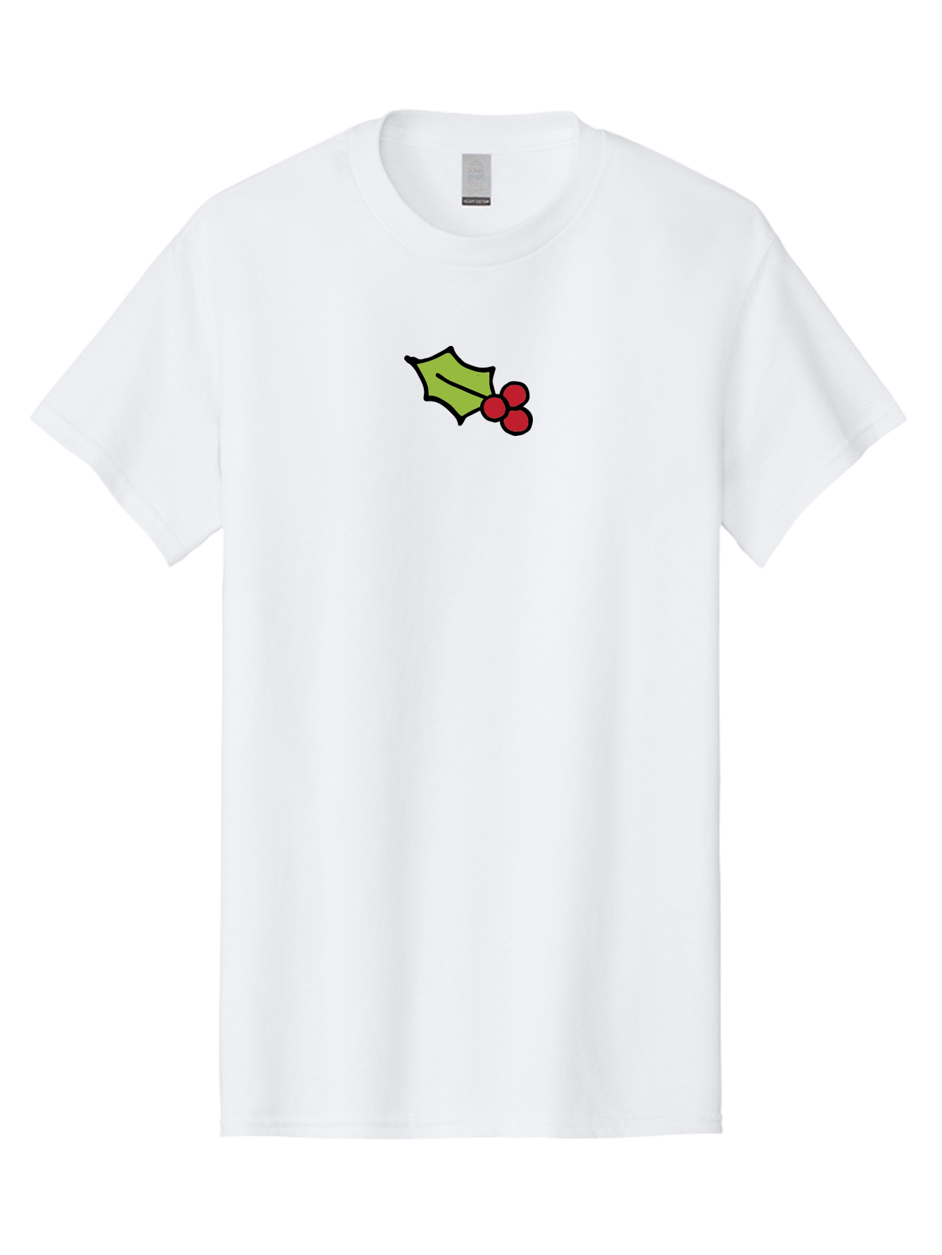 Holly-Leaves-And-Berries-1 Men'S Graphic Tee, 100% Cotton, Comfortable Casual Summer Wear, Machine Washable, Holly Leaf Illustration, Red Berries, Festive Decor, Holiday Theme, Christmas Symbol, Winter Decoration, Cartoon Style, - Aaa934 3