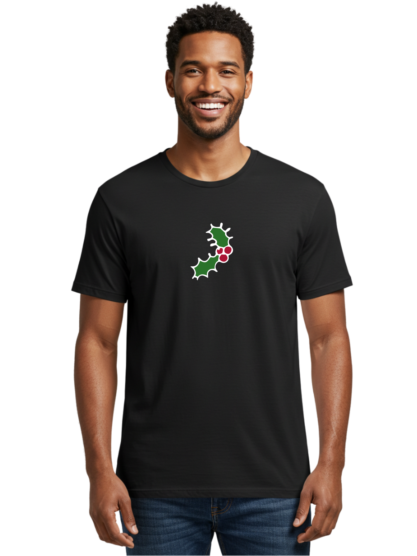 Holly-Leaves Men'S Graphic Tee, 100% Cotton, Comfortable Casual Summer Wear, Machine Washable, Holly Leaves, Red Berries, Festive Decor, Christmas Symbol, Winter Theme, Holiday Decoration, Seasonal Graphic - Aaa936 16