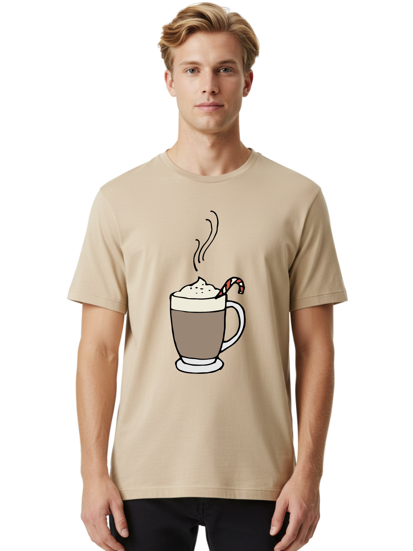 Hot-Chocolate-1 Men'S Graphic Tee, 100% Cotton, Comfortable Casual Summer Wear, Machine Washable, Hot Chocolate, Whipped Cream, Candy Cane, Holiday Drink, Sweet Treat, Festive Beverage, Marshmallow Topping, Chocolatey Goodness, - Aaa939 28