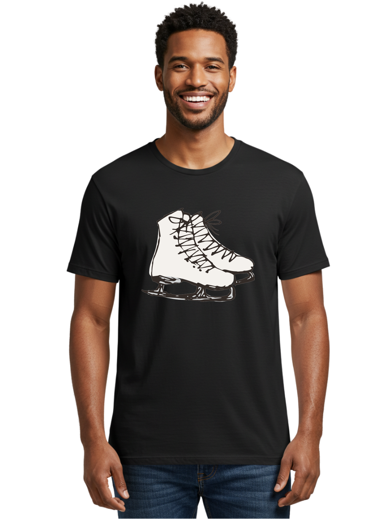 Ice-Skates-1 Men'S Graphic Tee, 100% Cotton, Comfortable Casual Summer Wear, Machine Washable, Ice Skates, Winter Sports, Figure Skating, Ice Skating, Laced Boots, Winter Fun, Cold Weather Activities, Frozen Rink - Aaa944 24