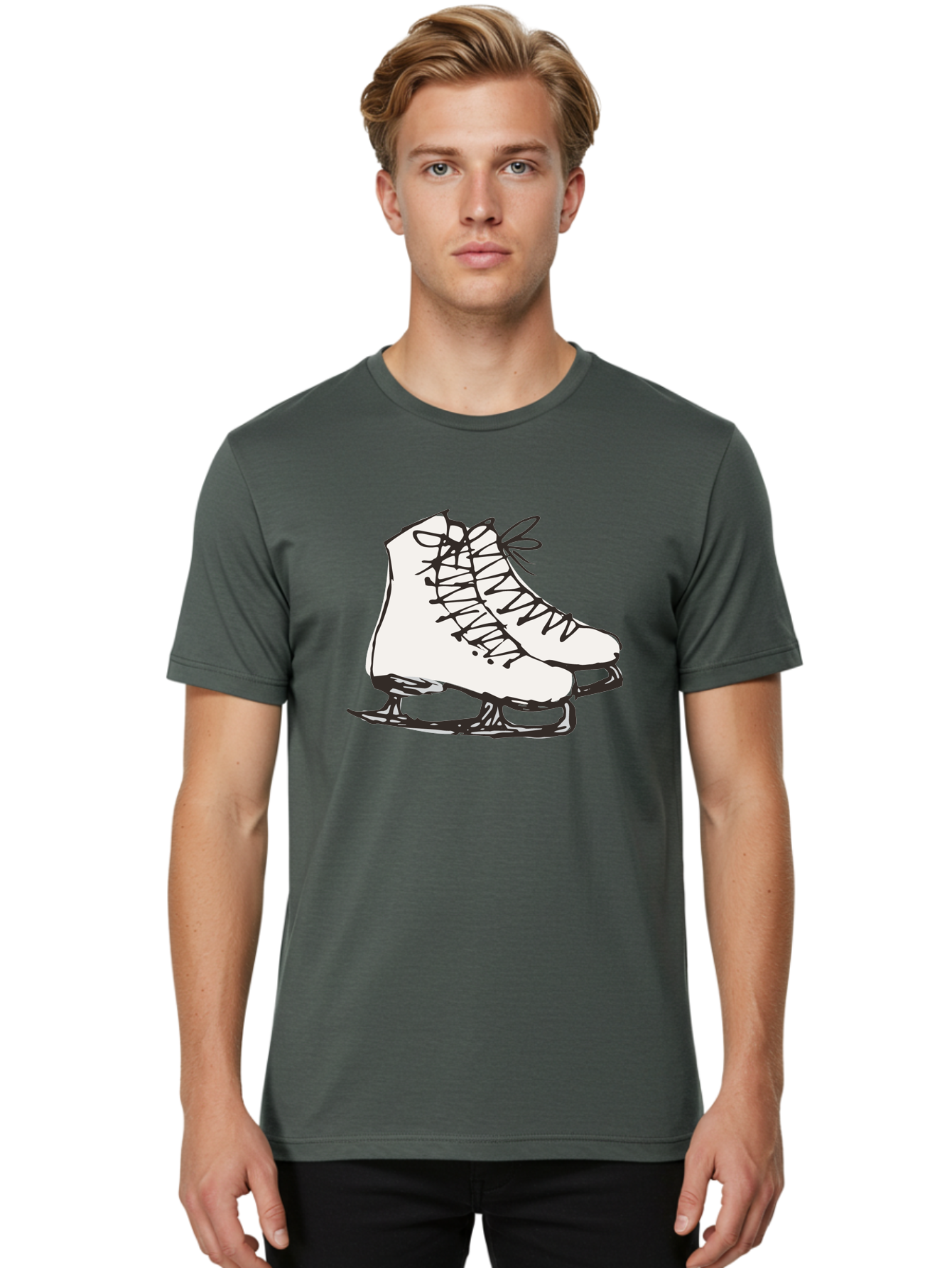 Ice-Skates-1 Men'S Graphic Tee, 100% Cotton, Comfortable Casual Summer Wear, Machine Washable, Ice Skates, Winter Sports, Figure Skating, Ice Skating, Laced Boots, Winter Fun, Cold Weather Activities, Frozen Rink - Aaa944 12