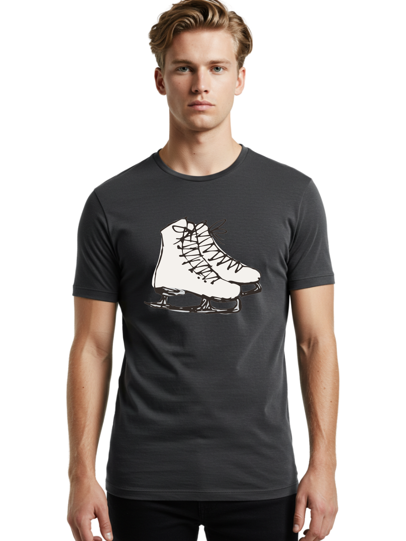 Ice-Skates-1 Men'S Graphic Tee, 100% Cotton, Comfortable Casual Summer Wear, Machine Washable, Ice Skates, Winter Sports, Figure Skating, Ice Skating, Laced Boots, Winter Fun, Cold Weather Activities, Frozen Rink - Aaa944 18