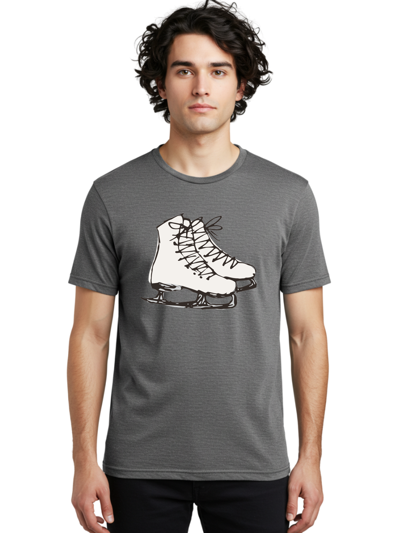 Ice-Skates-1 Men'S Graphic Tee, 100% Cotton, Comfortable Casual Summer Wear, Machine Washable, Ice Skates, Winter Sports, Figure Skating, Ice Skating, Laced Boots, Winter Fun, Cold Weather Activities, Frozen Rink - Aaa944 10