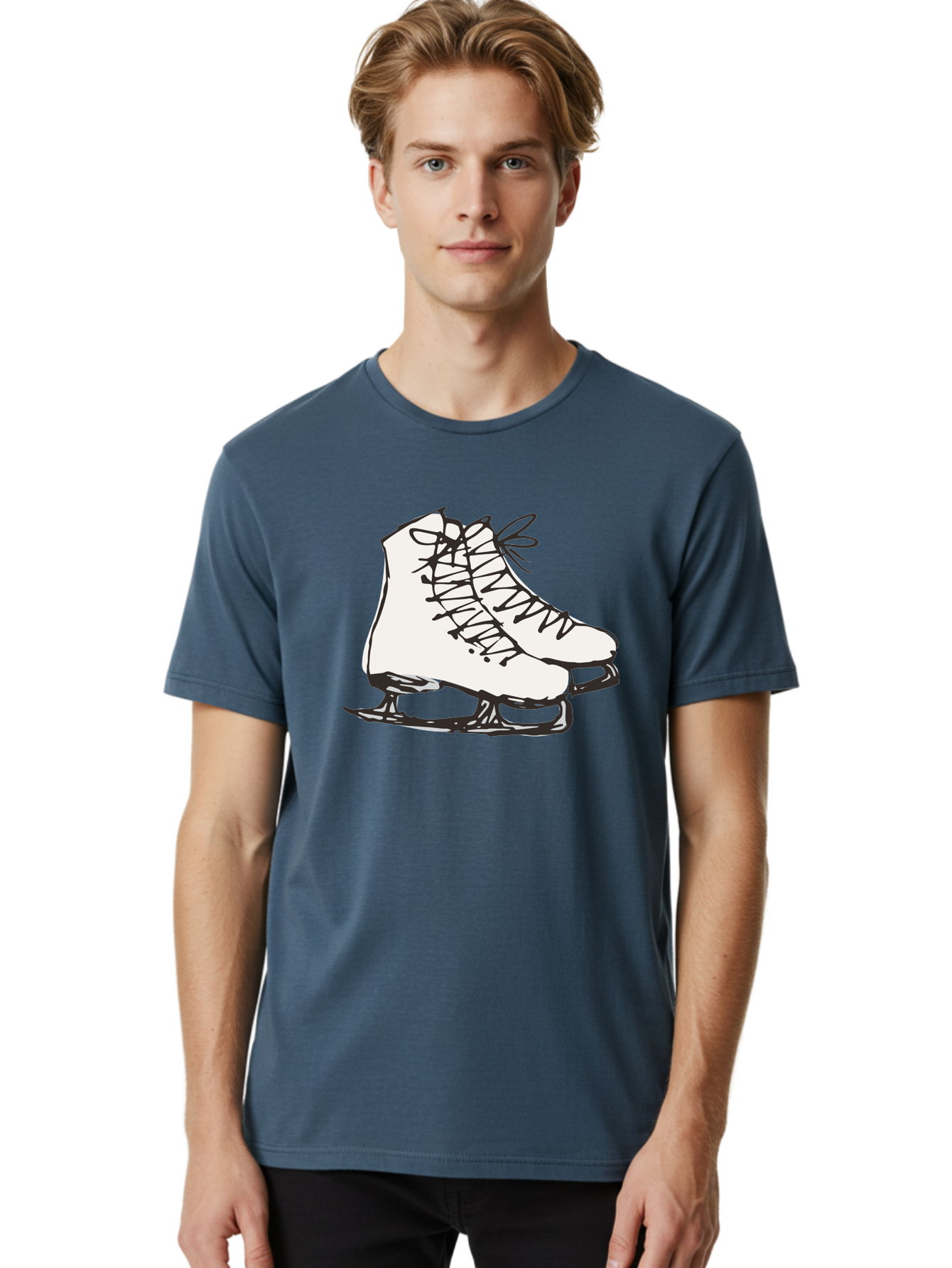 Ice-Skates-1 Men'S Graphic Tee, 100% Cotton, Comfortable Casual Summer Wear, Machine Washable, Ice Skates, Winter Sports, Figure Skating, Ice Skating, Laced Boots, Winter Fun, Cold Weather Activities, Frozen Rink - Aaa944 30